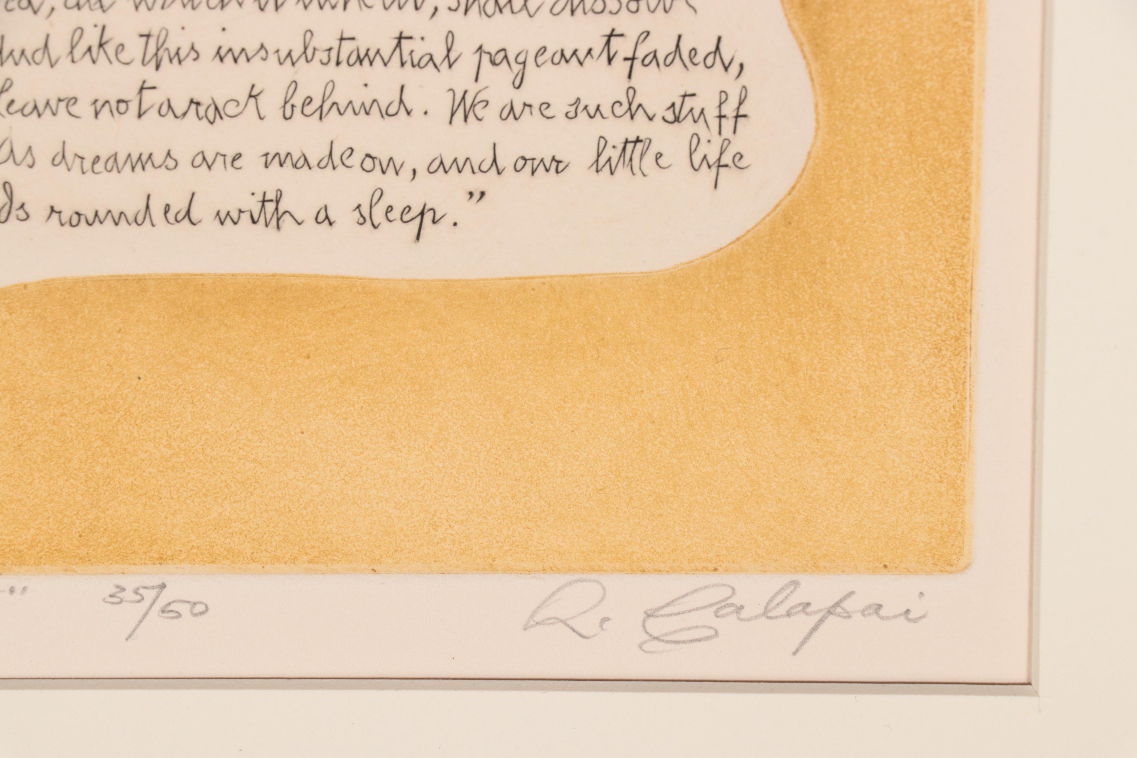 Letterio Calapai Etching "From The Tempest," Early to Mid-20th Century