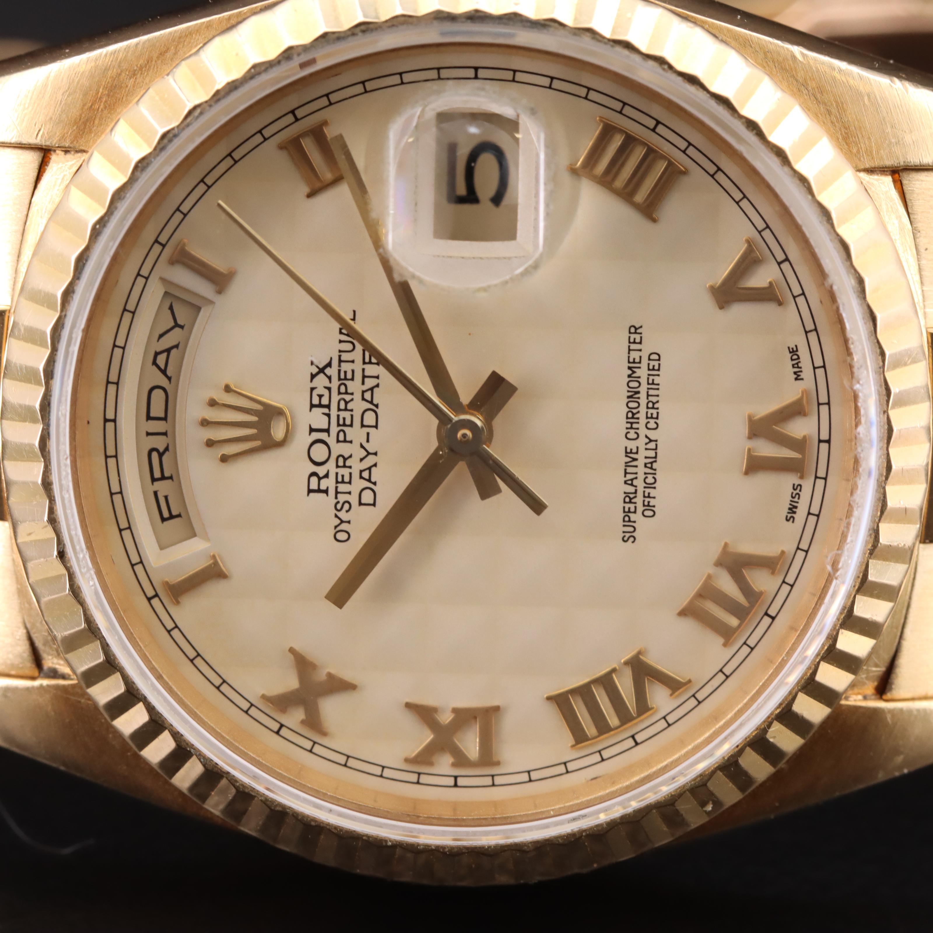 18K 1996 Rolex Day-Date President Pyramid Dial Watch