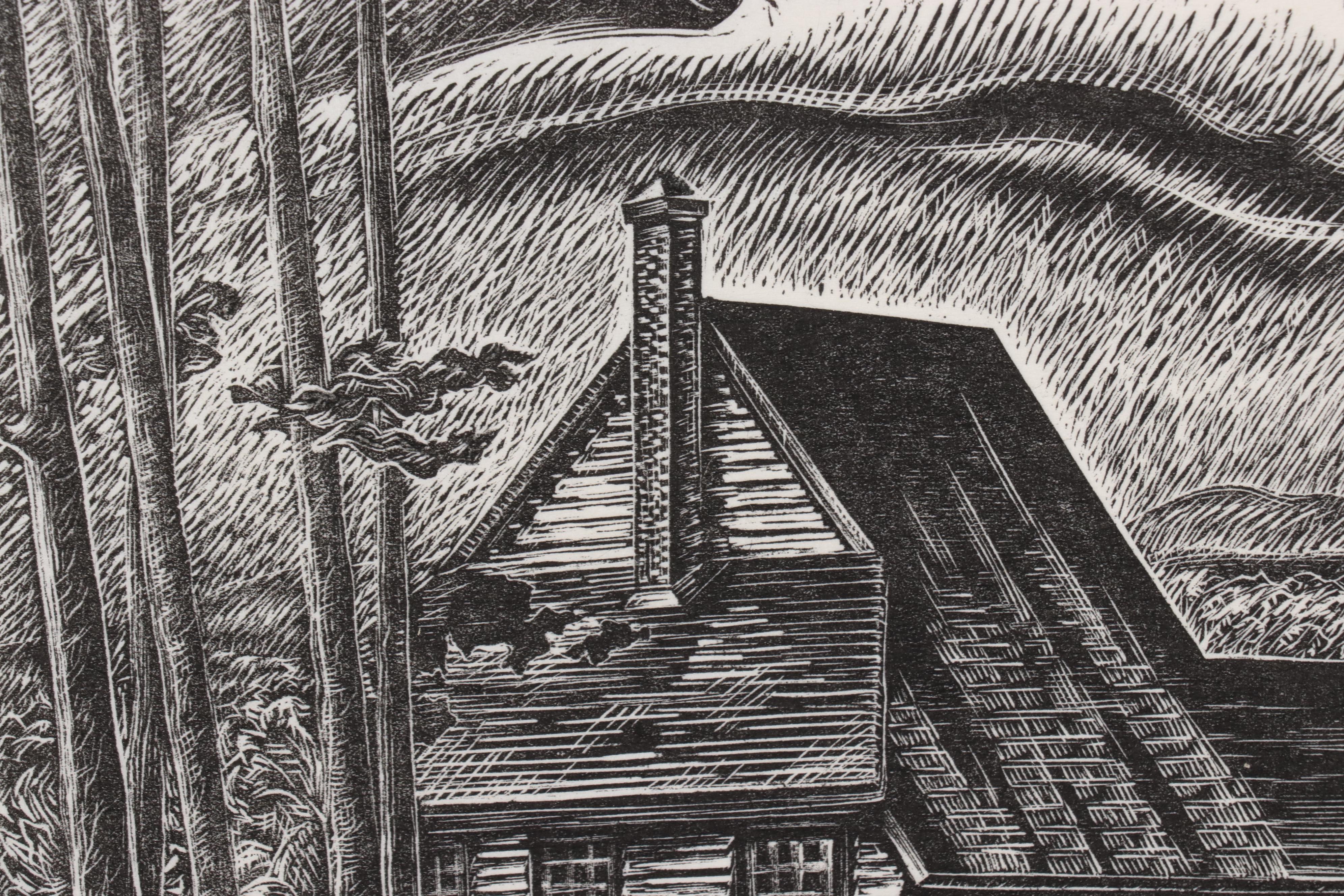 Letterio Calapai Wood Engraving "The Rockwell Kent Studio," 1980