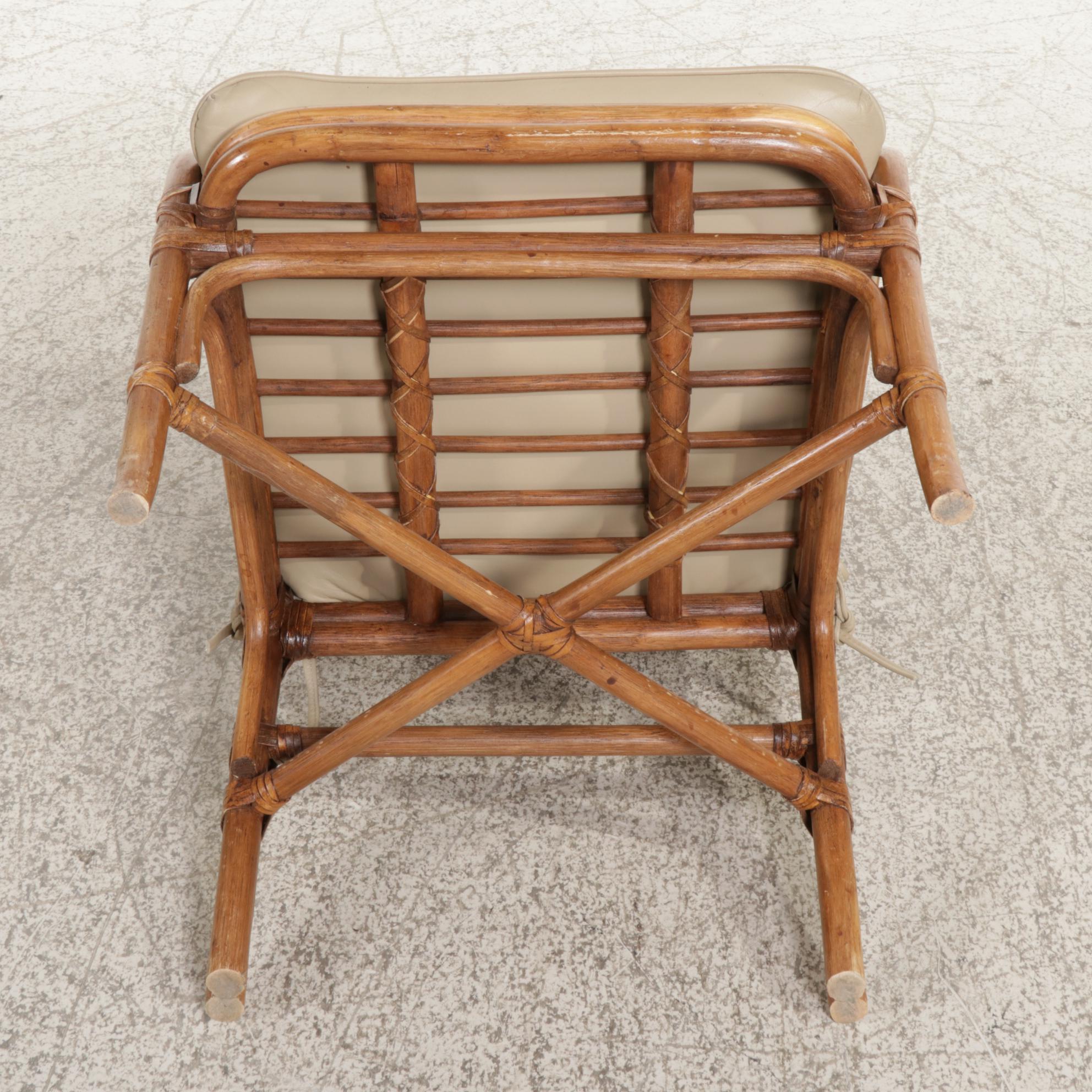 Rattan and Glass Top Dining Table and Four Chairs