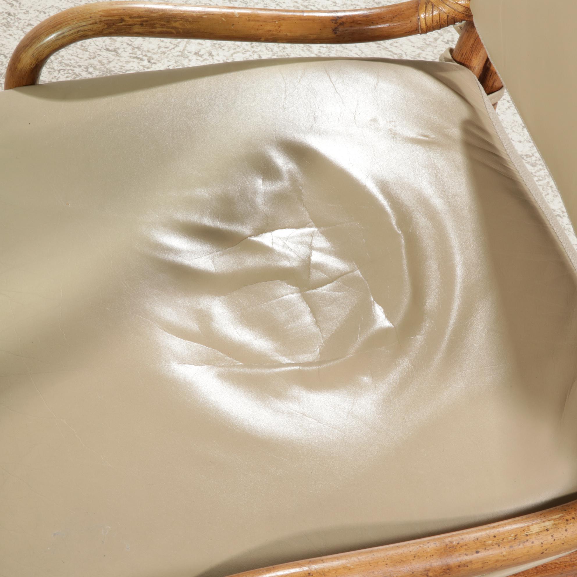 Rattan and Glass Top Dining Table and Four Chairs