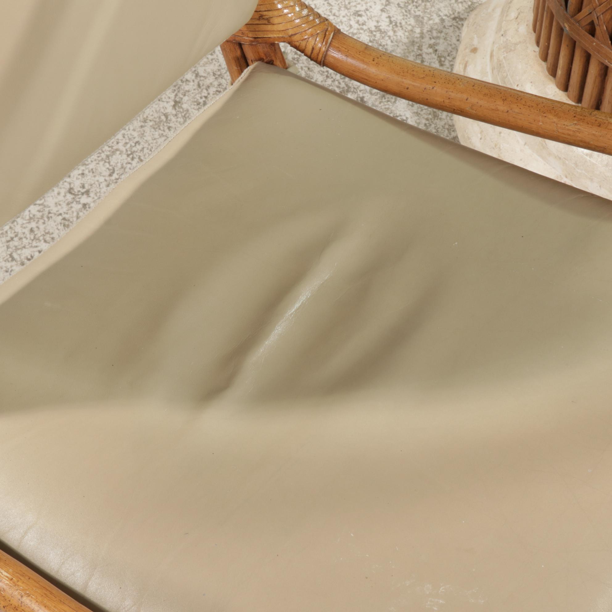 Rattan and Glass Top Dining Table and Four Chairs