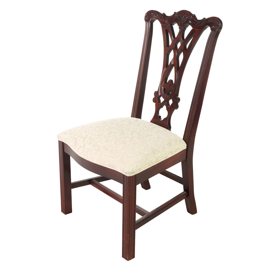 Thomasville Chippendale Style Mahogany and Custom-Upholstered Side Chair