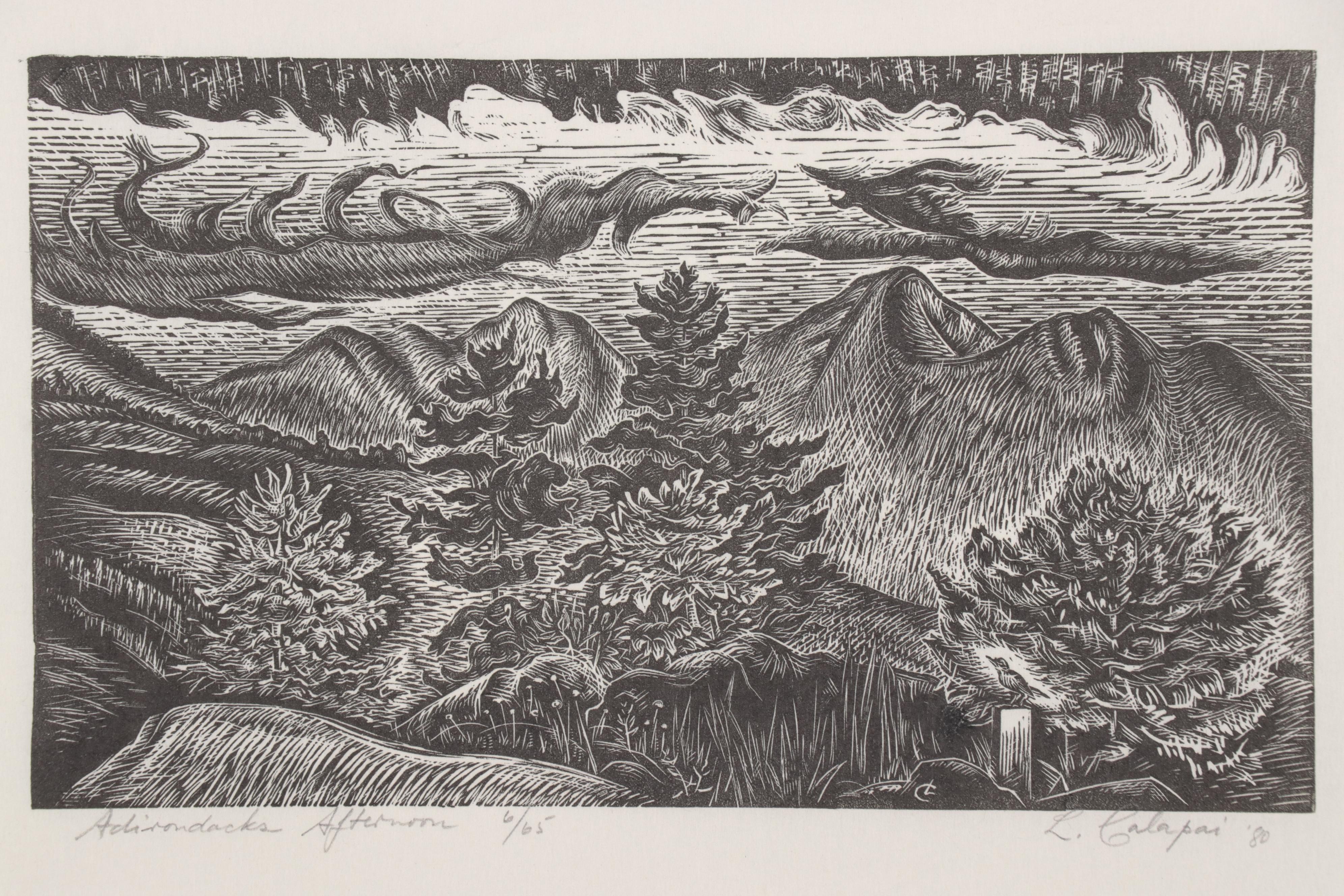 Letterio Calapai Wood Engraving "Adirondacks Afternoon," 1980