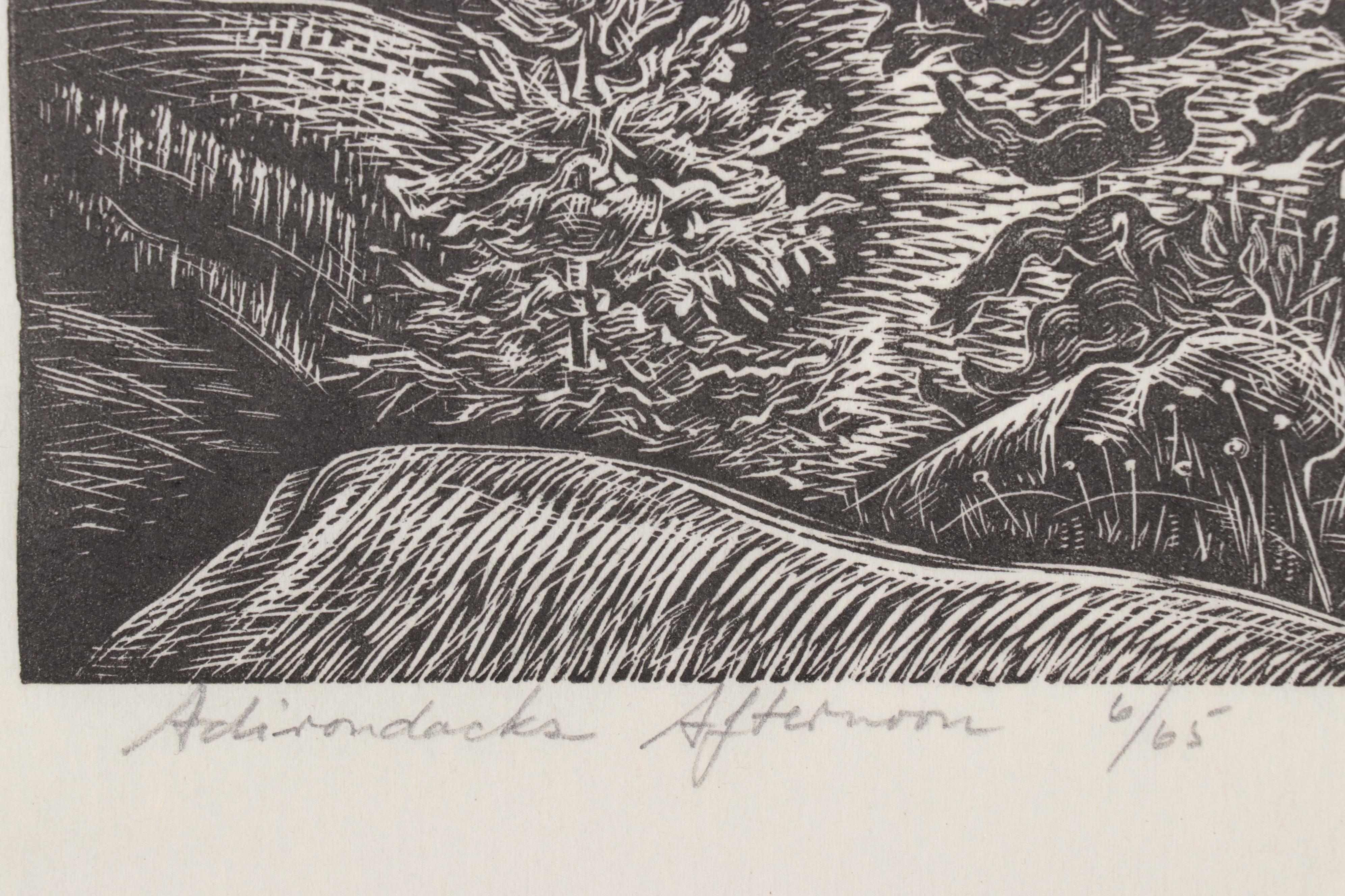 Letterio Calapai Wood Engraving "Adirondacks Afternoon," 1980