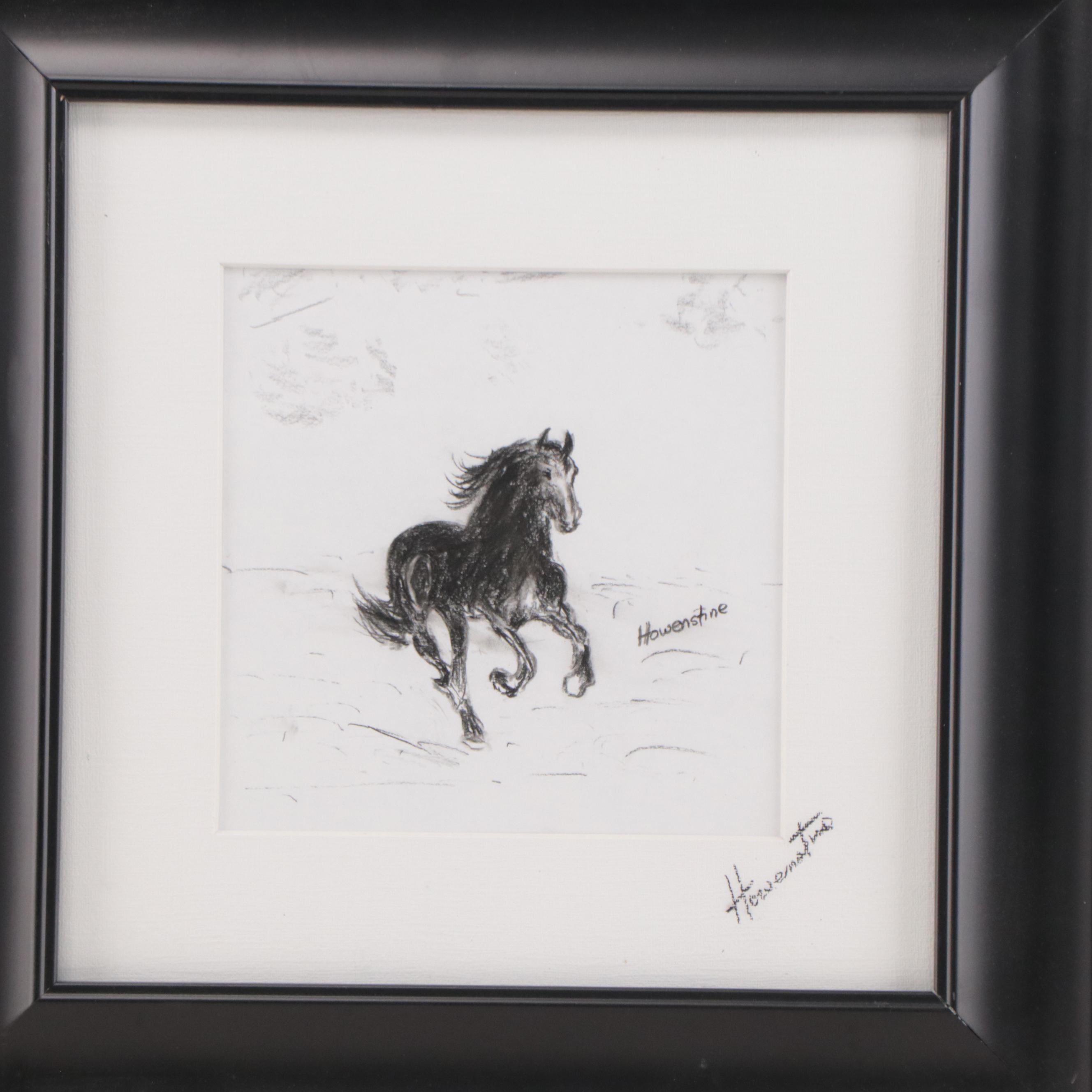 Charcoal Drawing of Galloping Horse