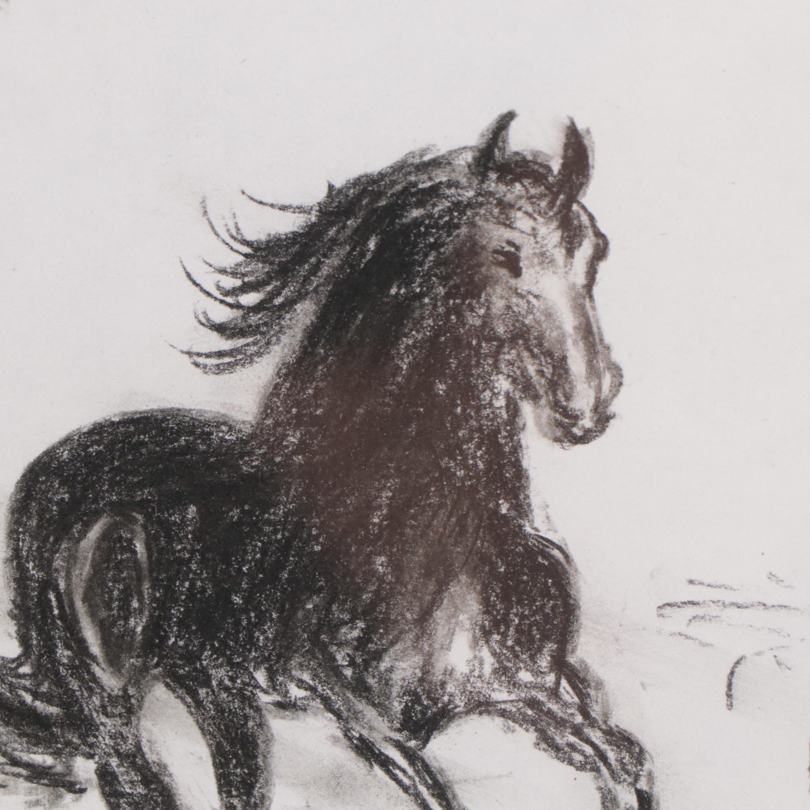 Charcoal Drawing of Galloping Horse