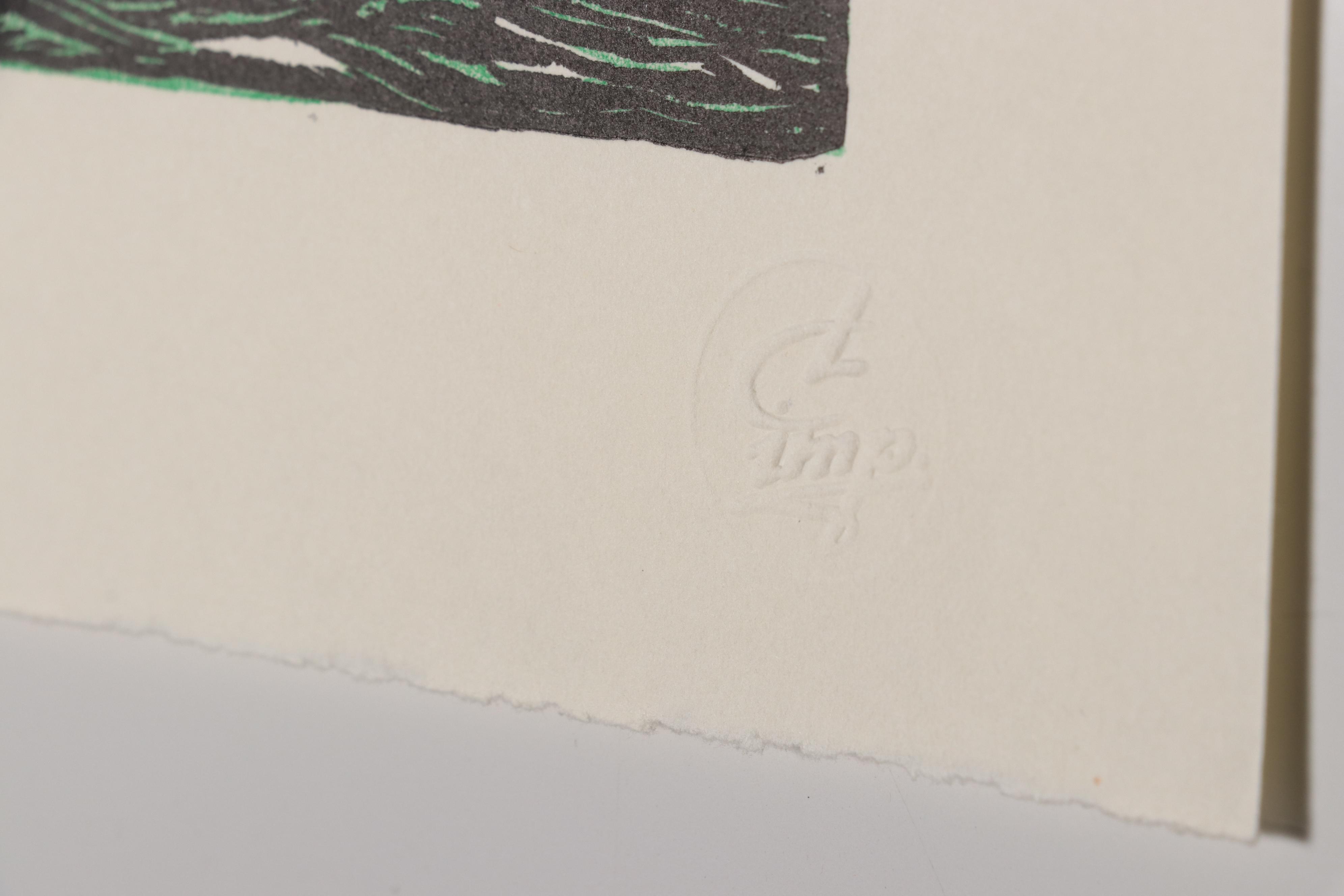 Linocut After Rockwell Kent "North Wind," 1978