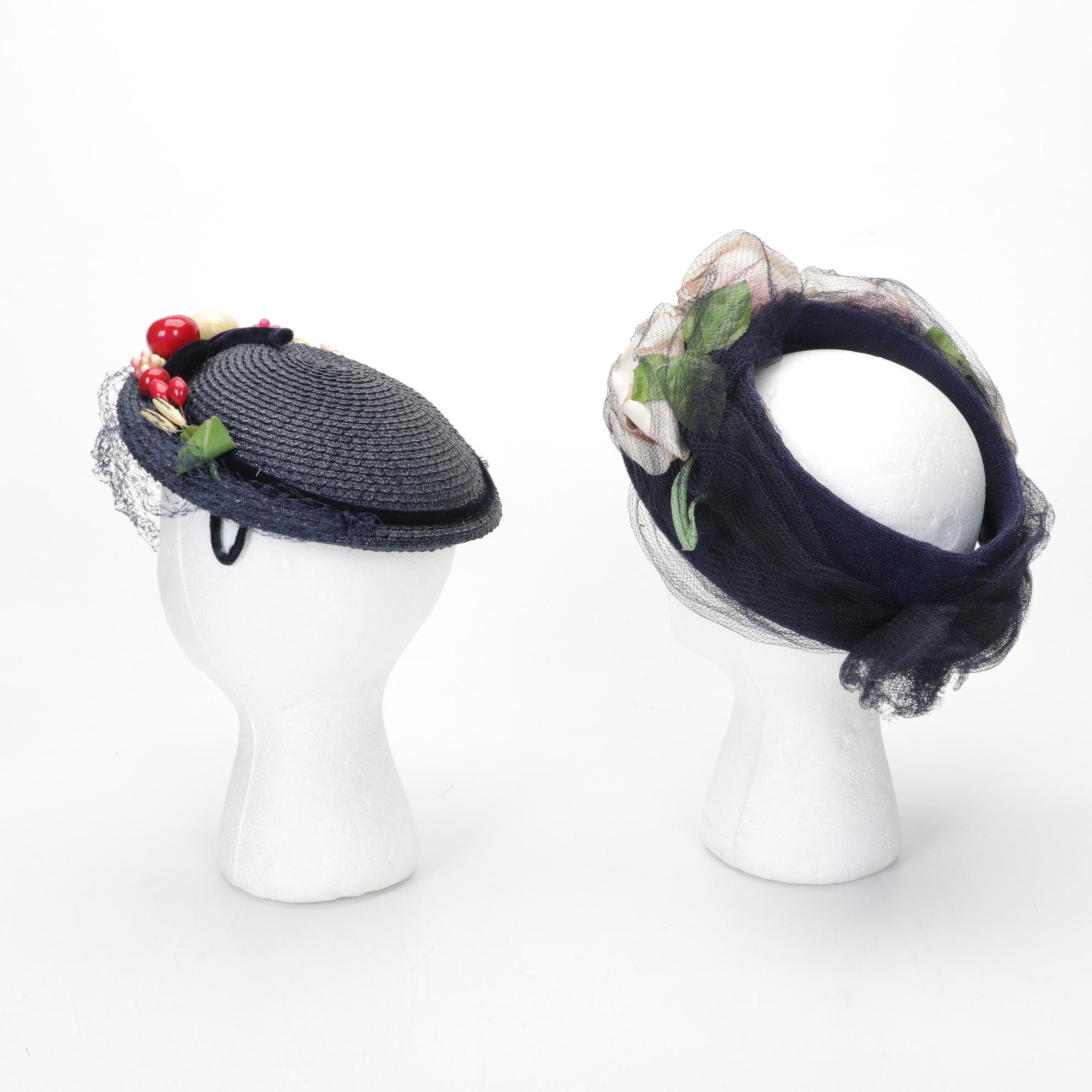 Floral, Fruit, and Embellished Casques, Fascinators, with Other Hats