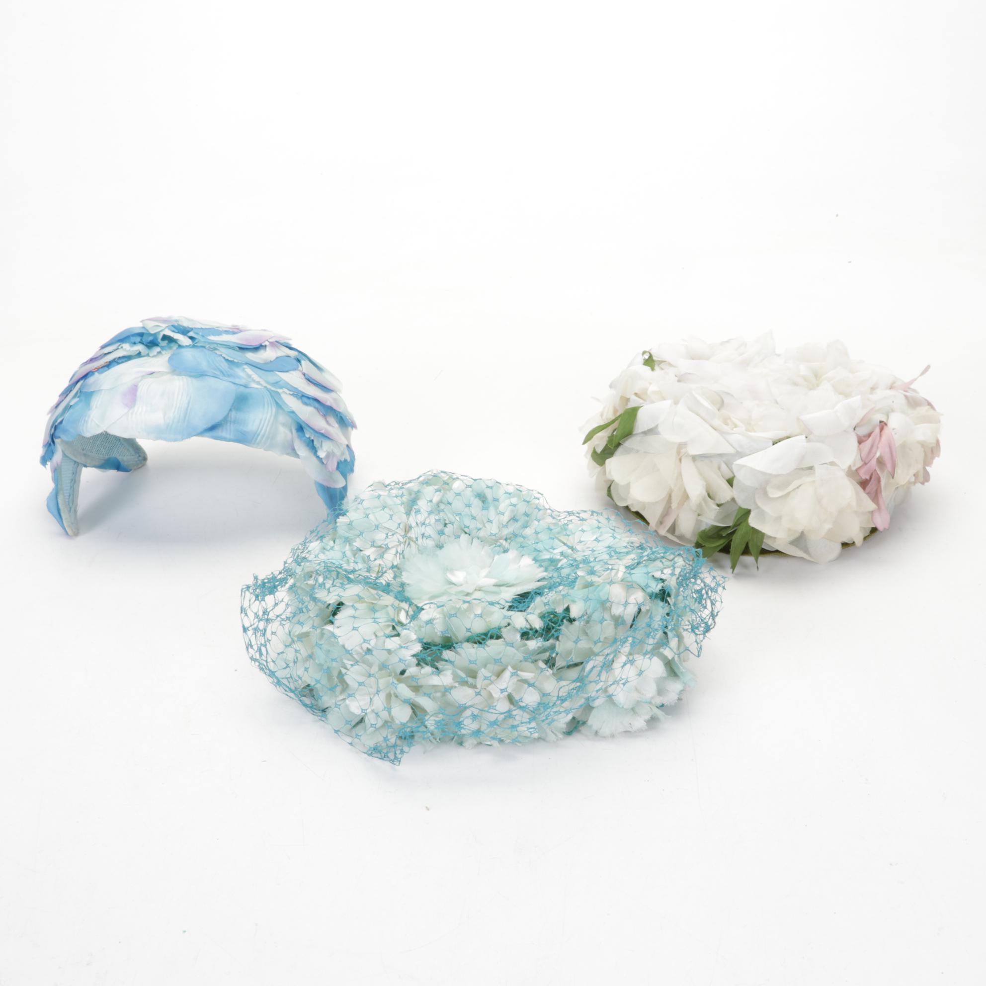 Floral, Fruit, and Embellished Casques, Fascinators, with Other Hats