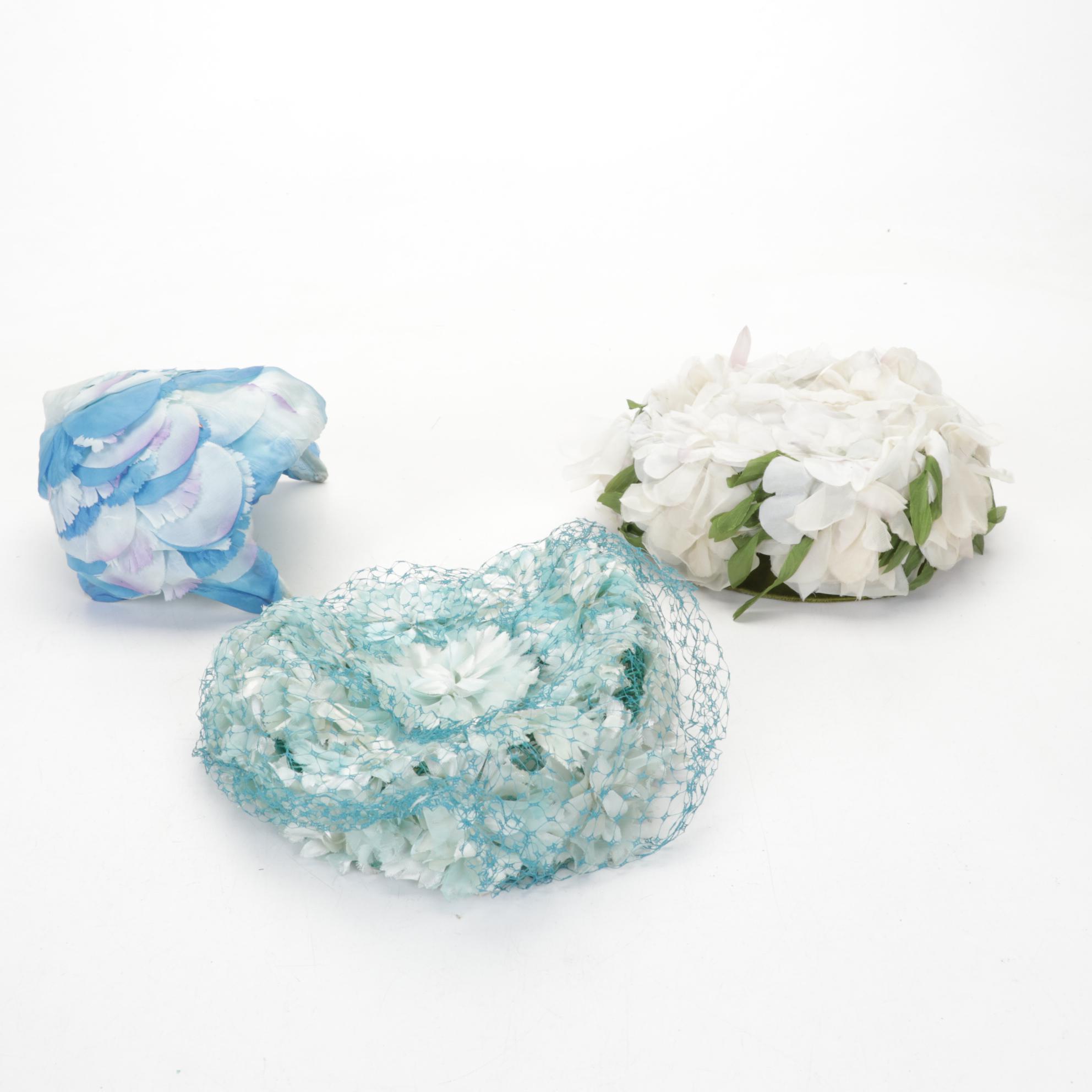 Floral, Fruit, and Embellished Casques, Fascinators, with Other Hats