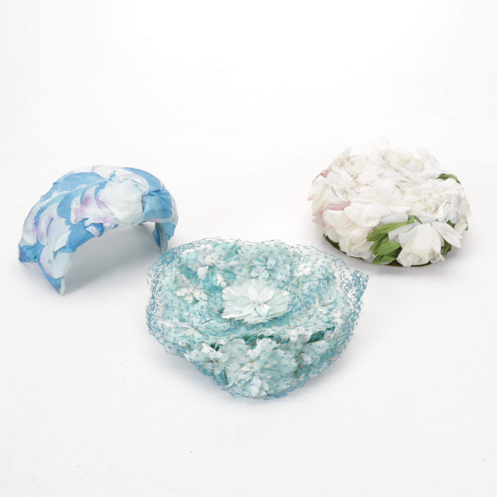 Floral, Fruit, and Embellished Casques, Fascinators, with Other Hats