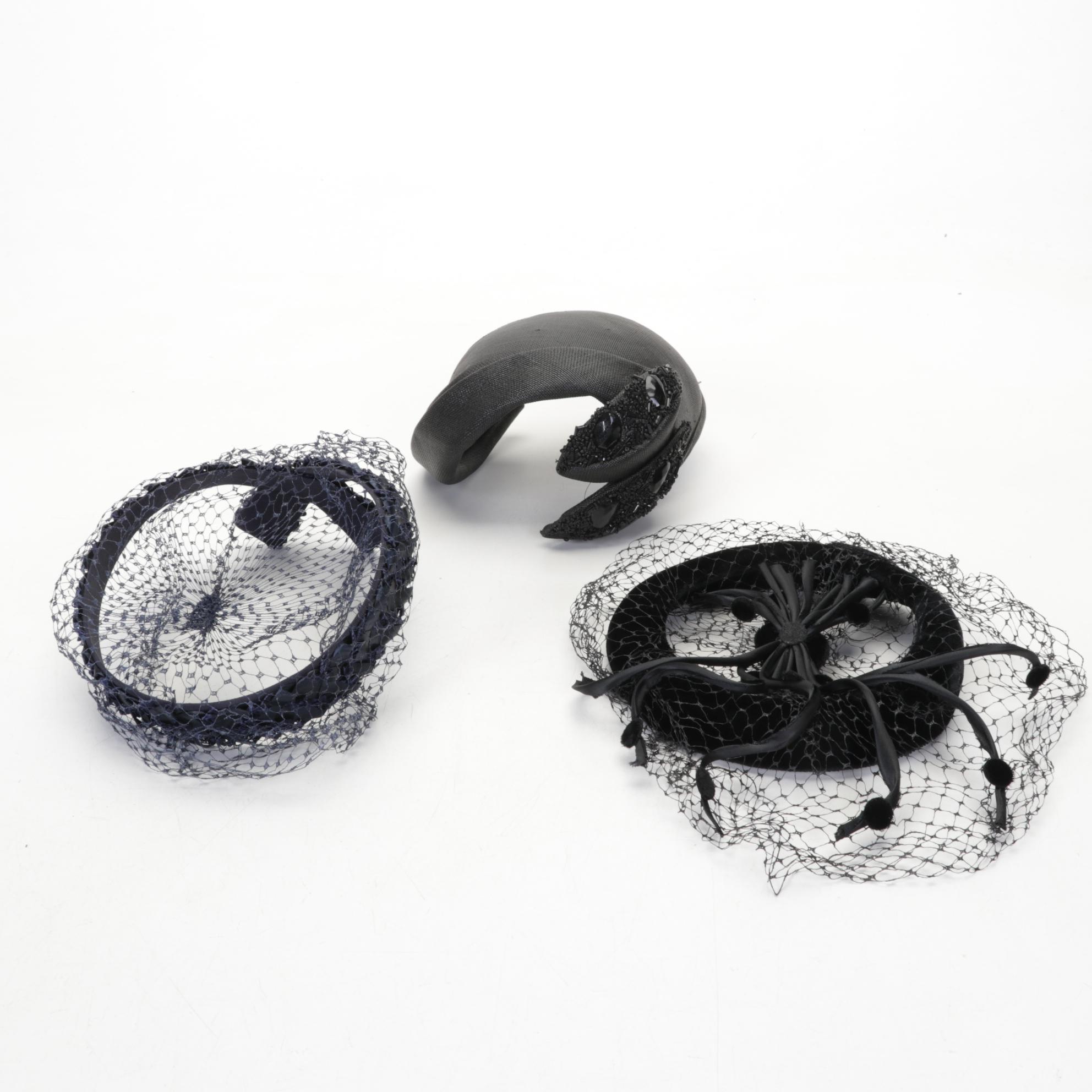 Floral, Fruit, and Embellished Casques, Fascinators, with Other Hats