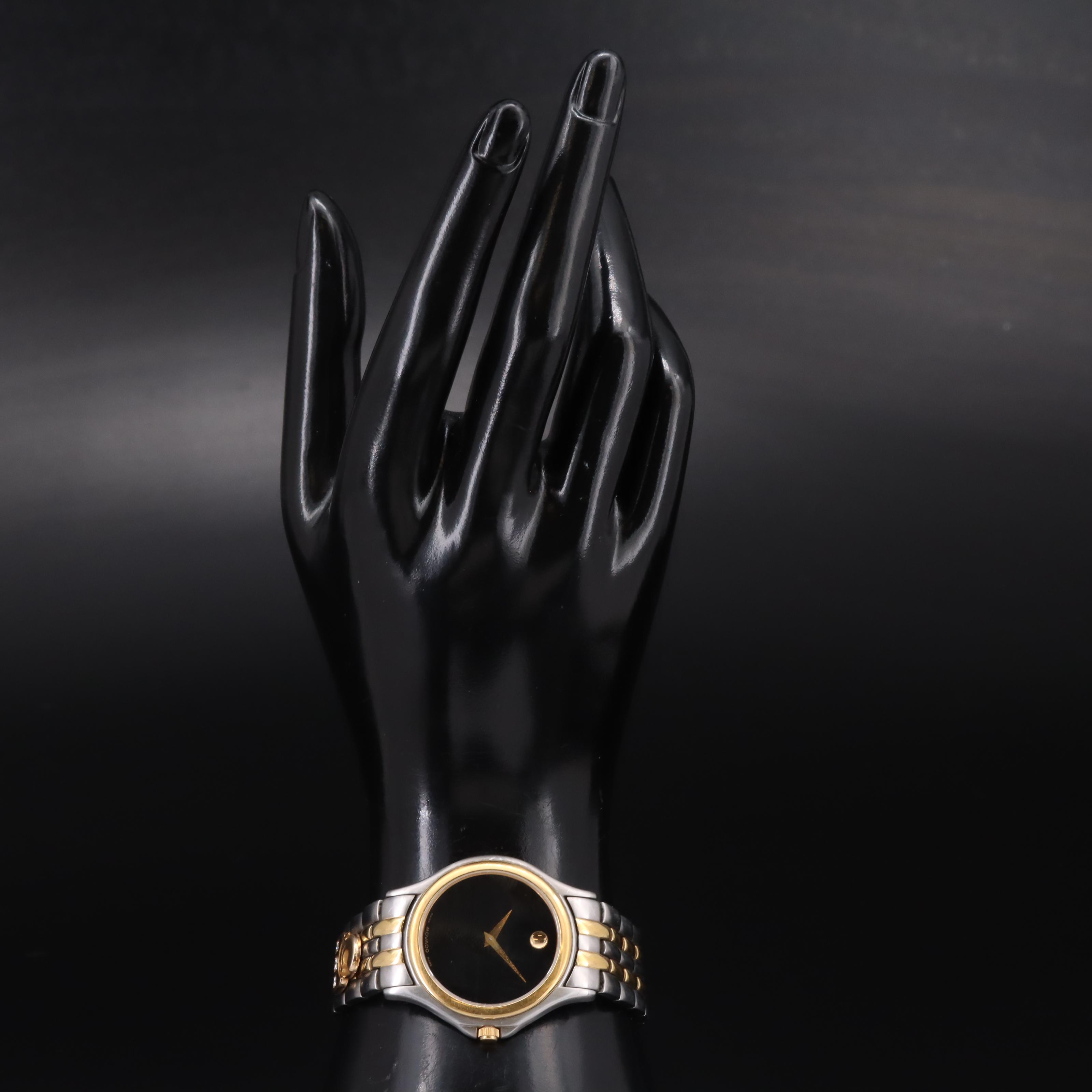 Movado Museum Two-Tone Quartz Watch with 14K Diamond Pin