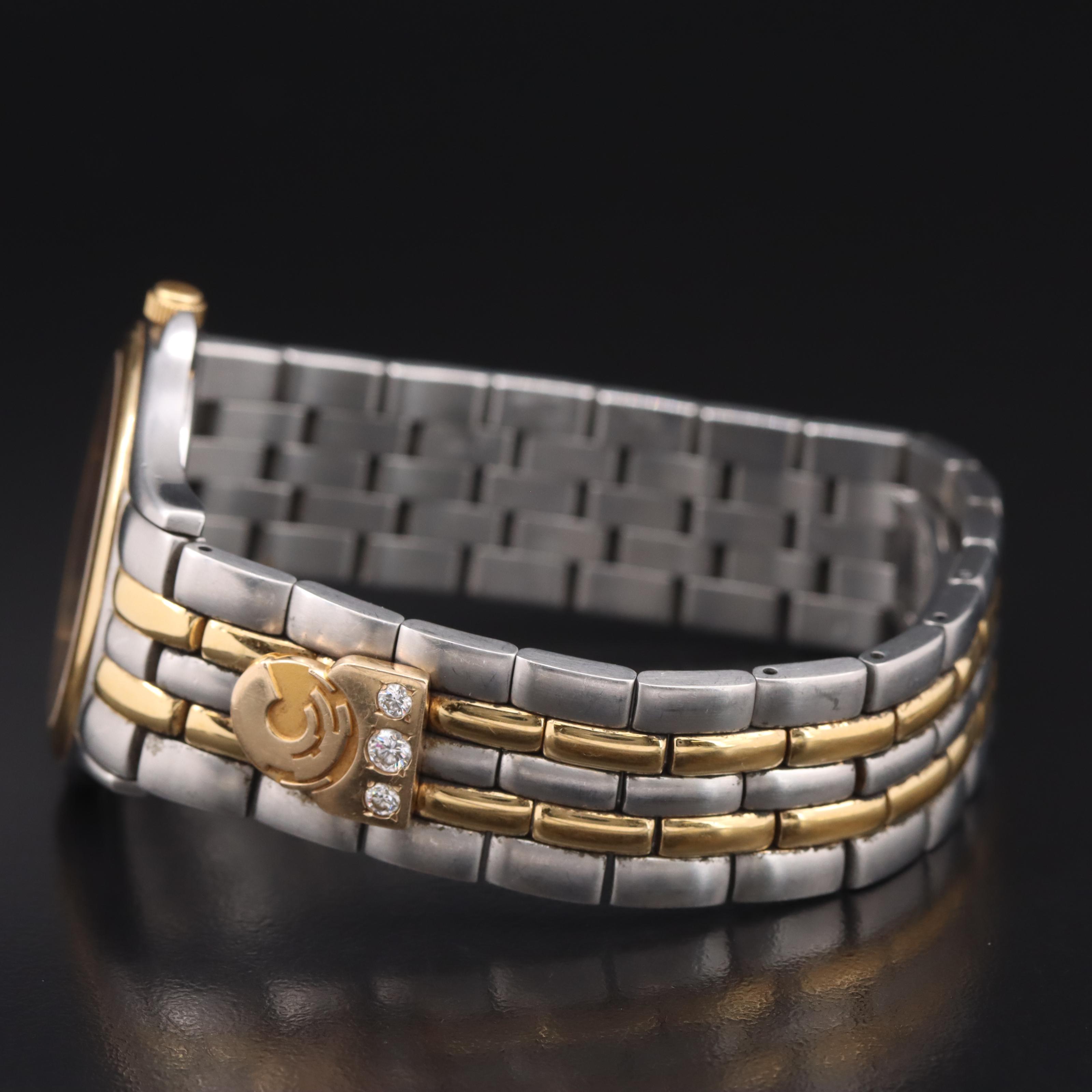 Movado Museum Two-Tone Quartz Watch with 14K Diamond Pin