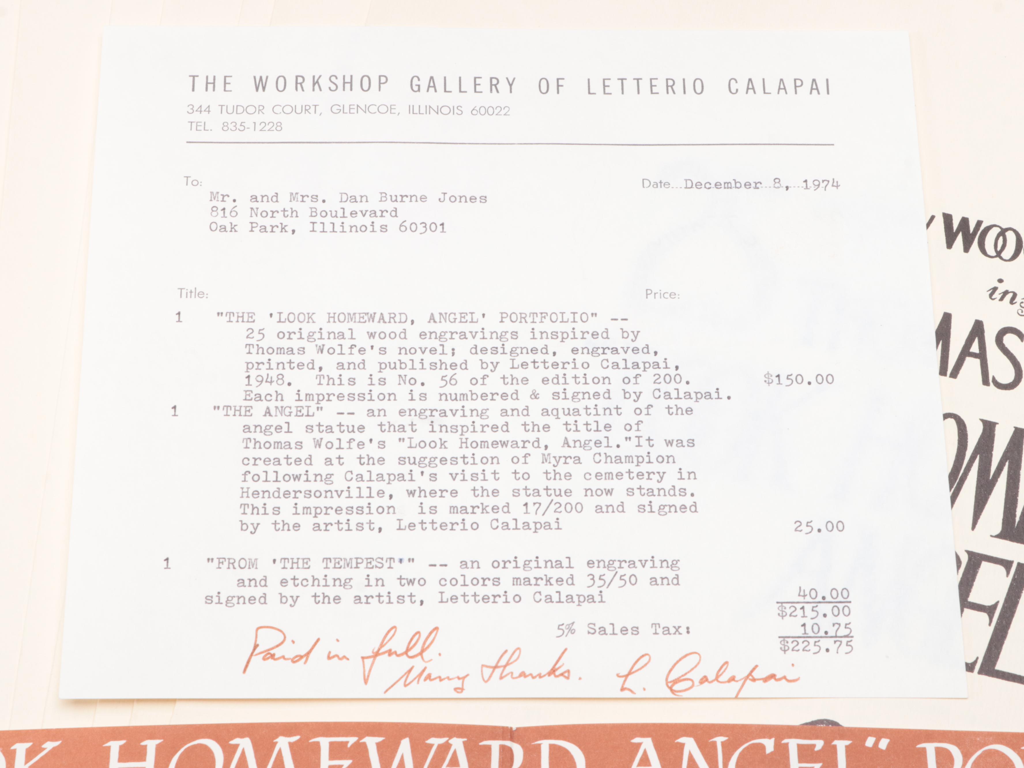 Letterio Calapai Wood Engravings After Thomas Wolfe "Look Homeward Angel"