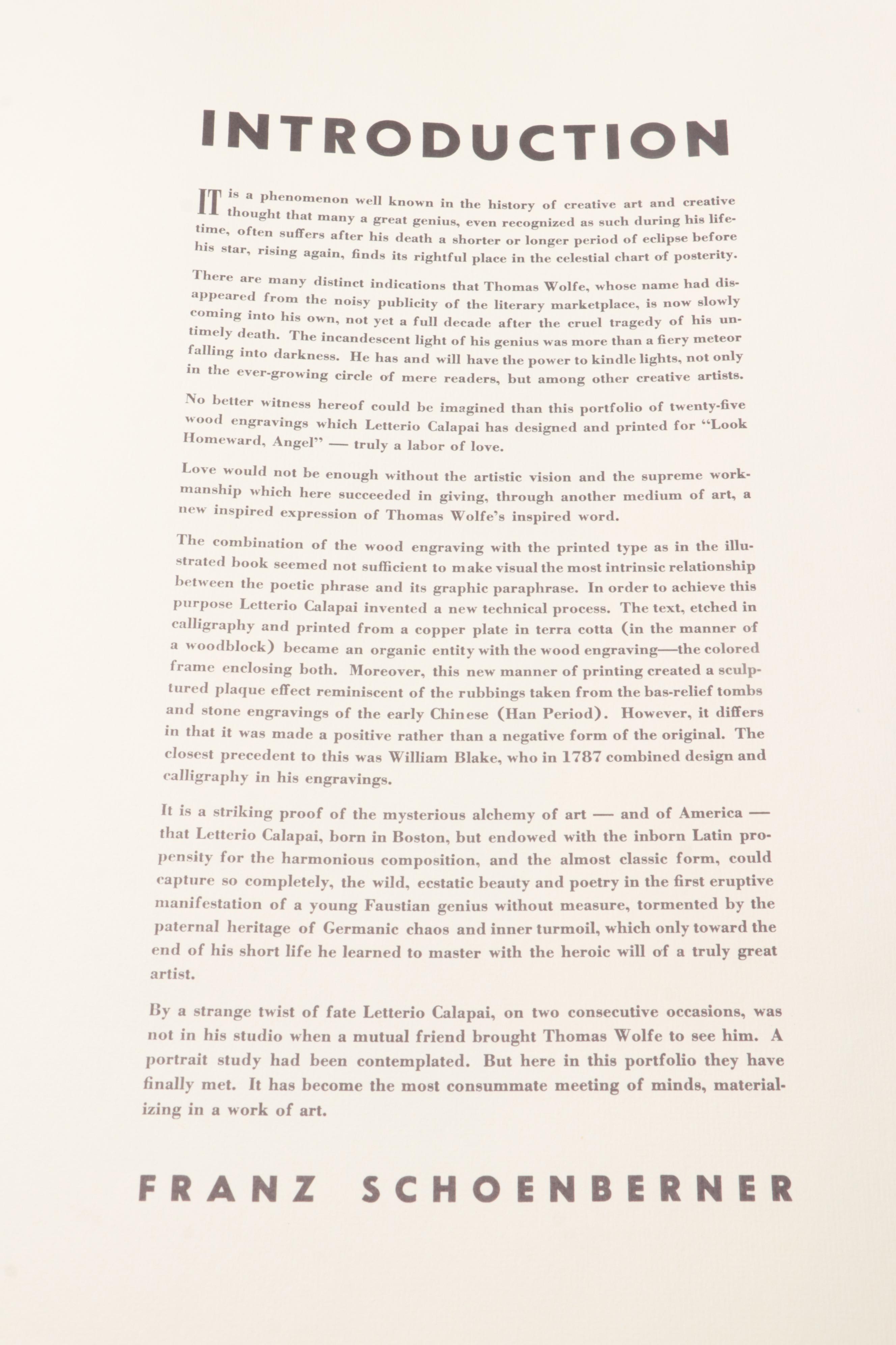 Letterio Calapai Wood Engravings After Thomas Wolfe "Look Homeward Angel"