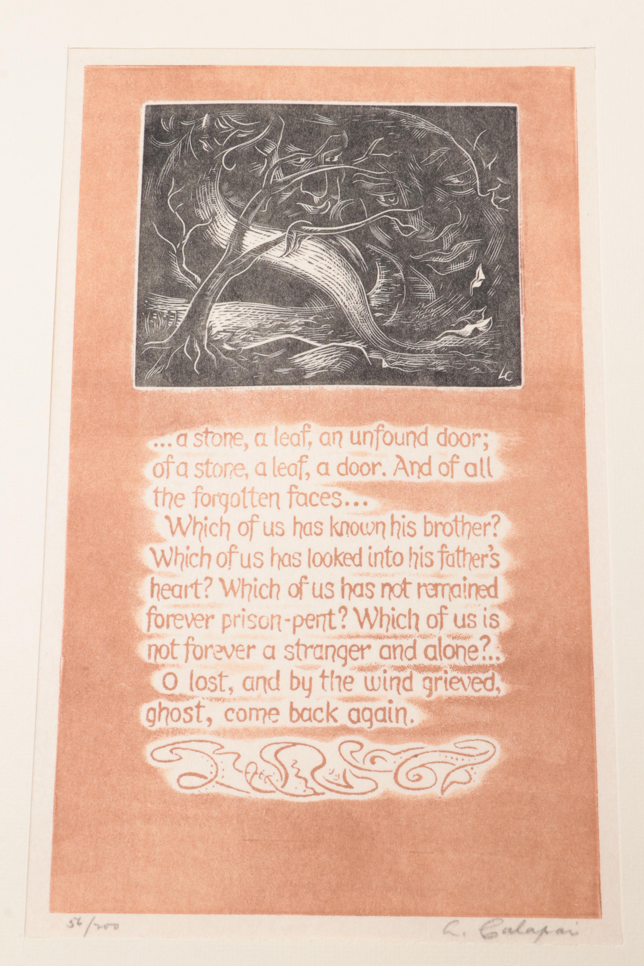 Letterio Calapai Wood Engravings After Thomas Wolfe "Look Homeward Angel"