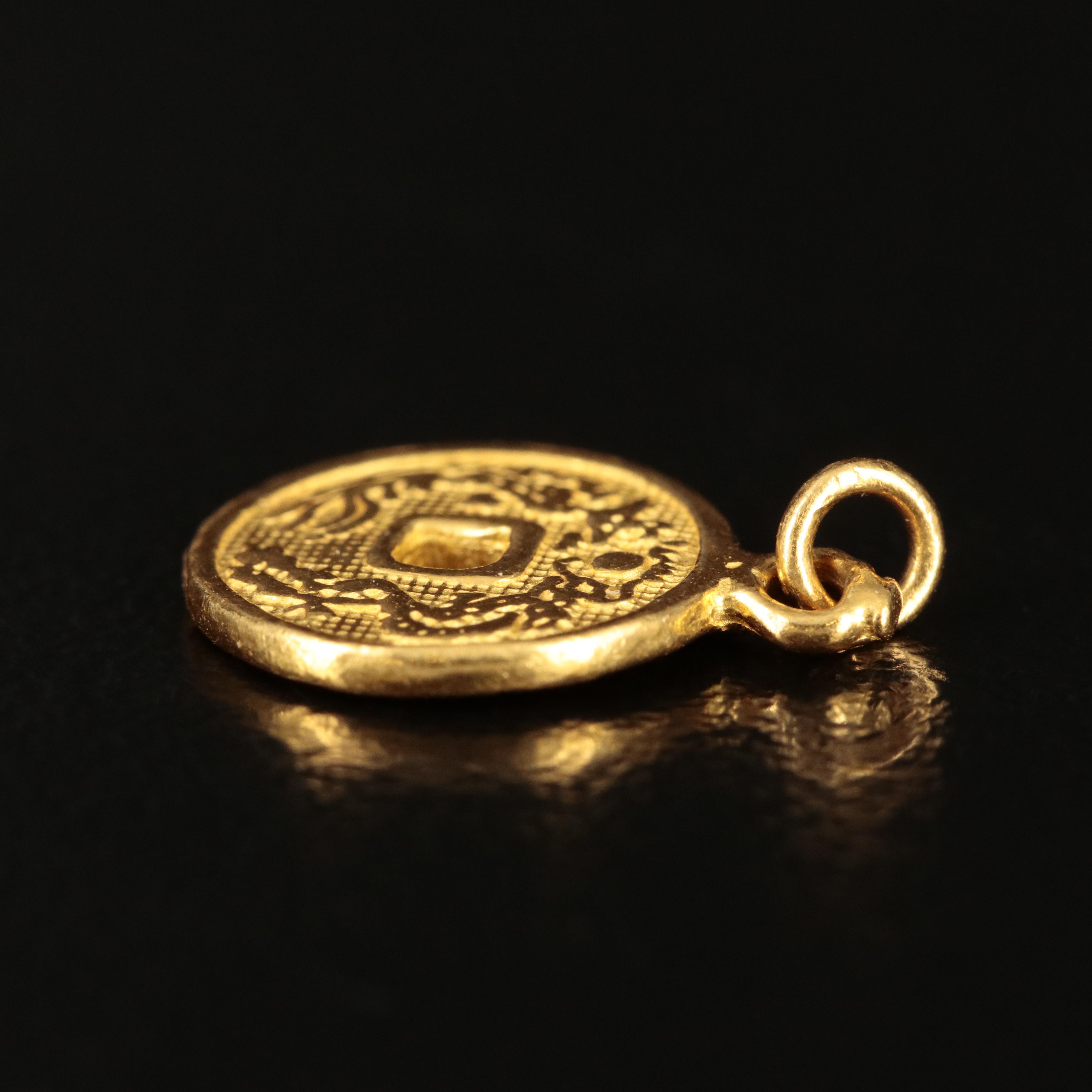 Chinese 24K Longevity Pendant