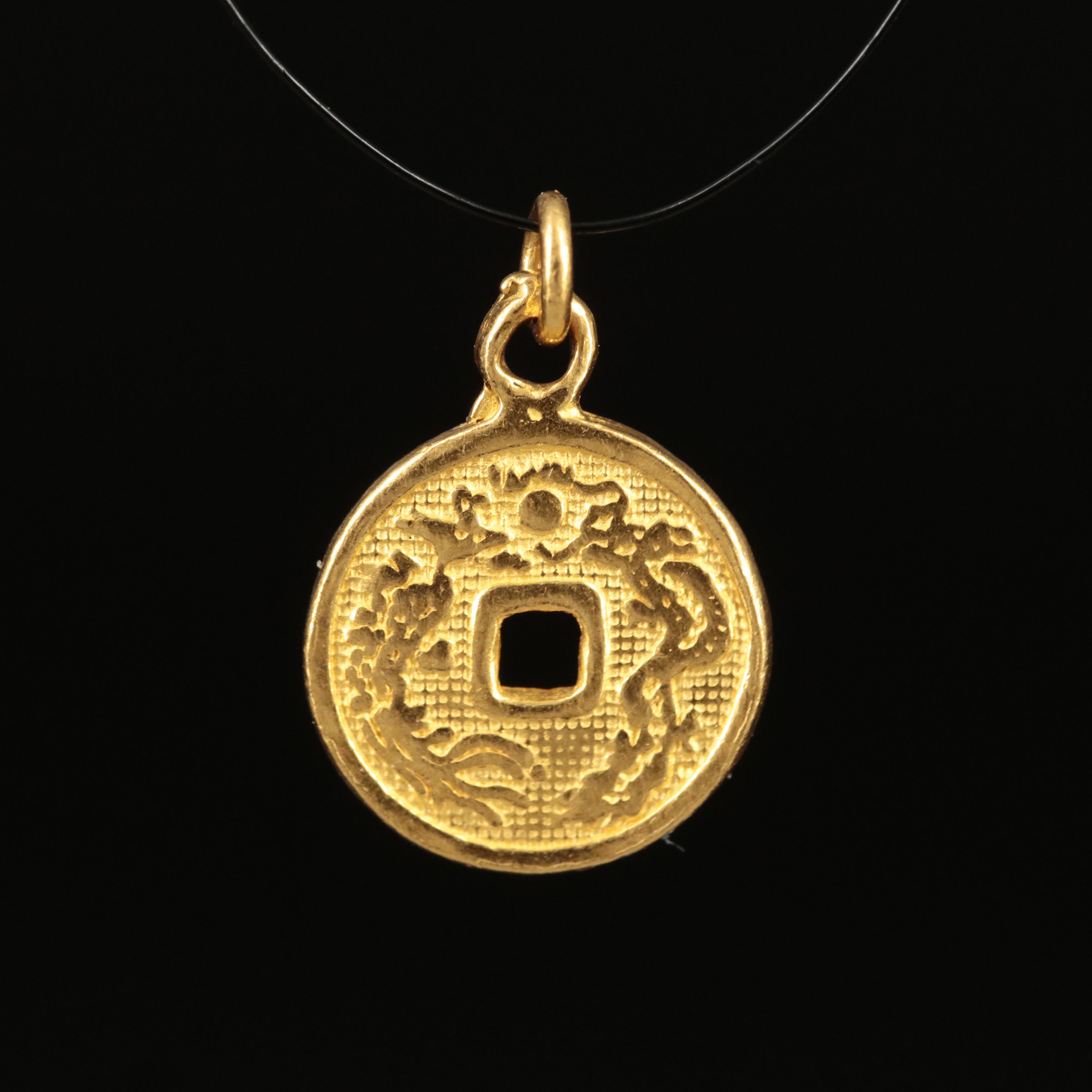 Chinese 24K Longevity Pendant