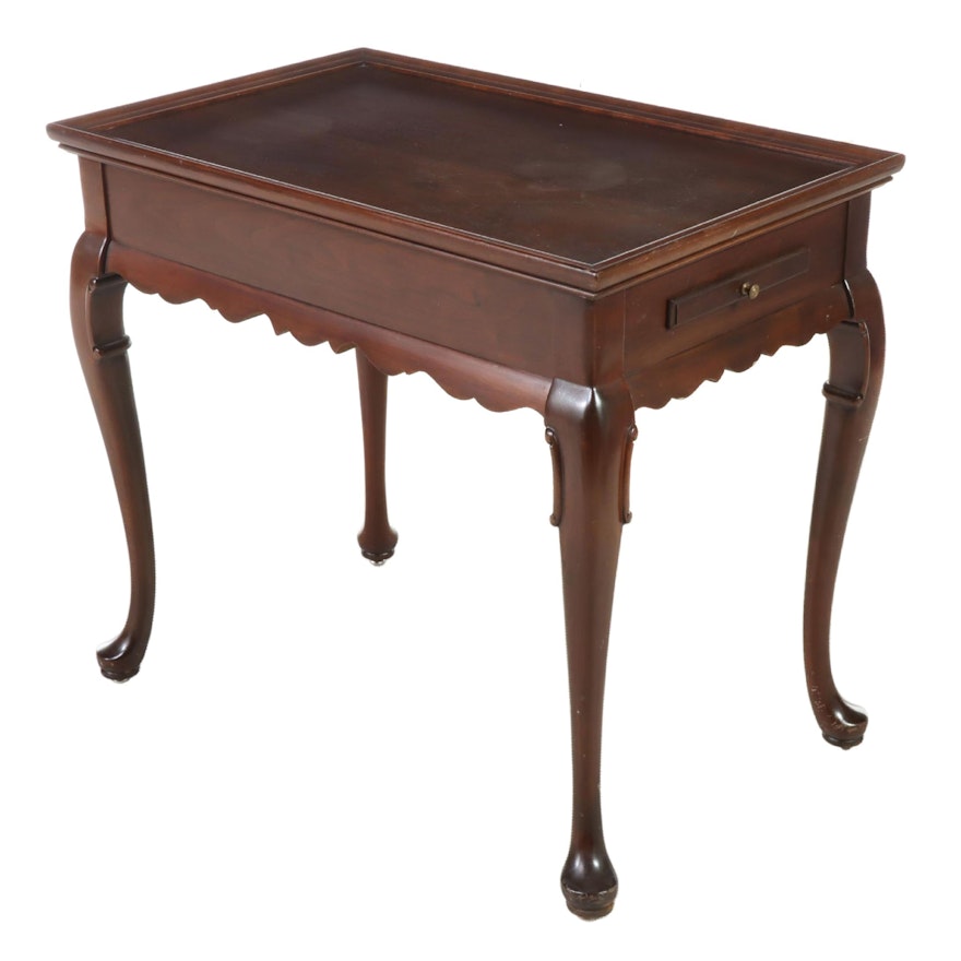 Ethan Allen Queen Anne Style Cherrywood Side Table, Late 20th Century