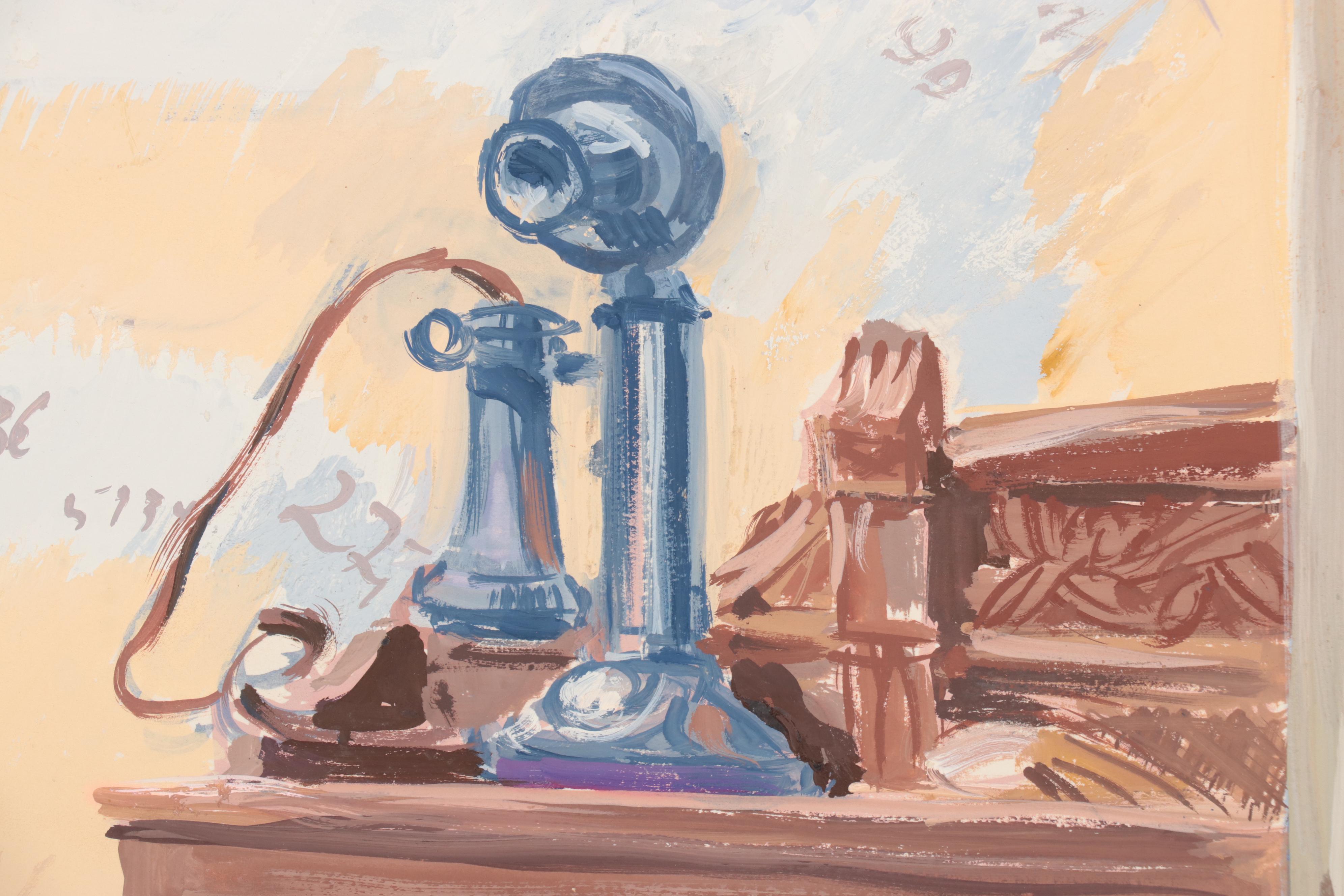 Dan Burne Jones Gouache Painting of Thomas Wolfe House Interior, 1952