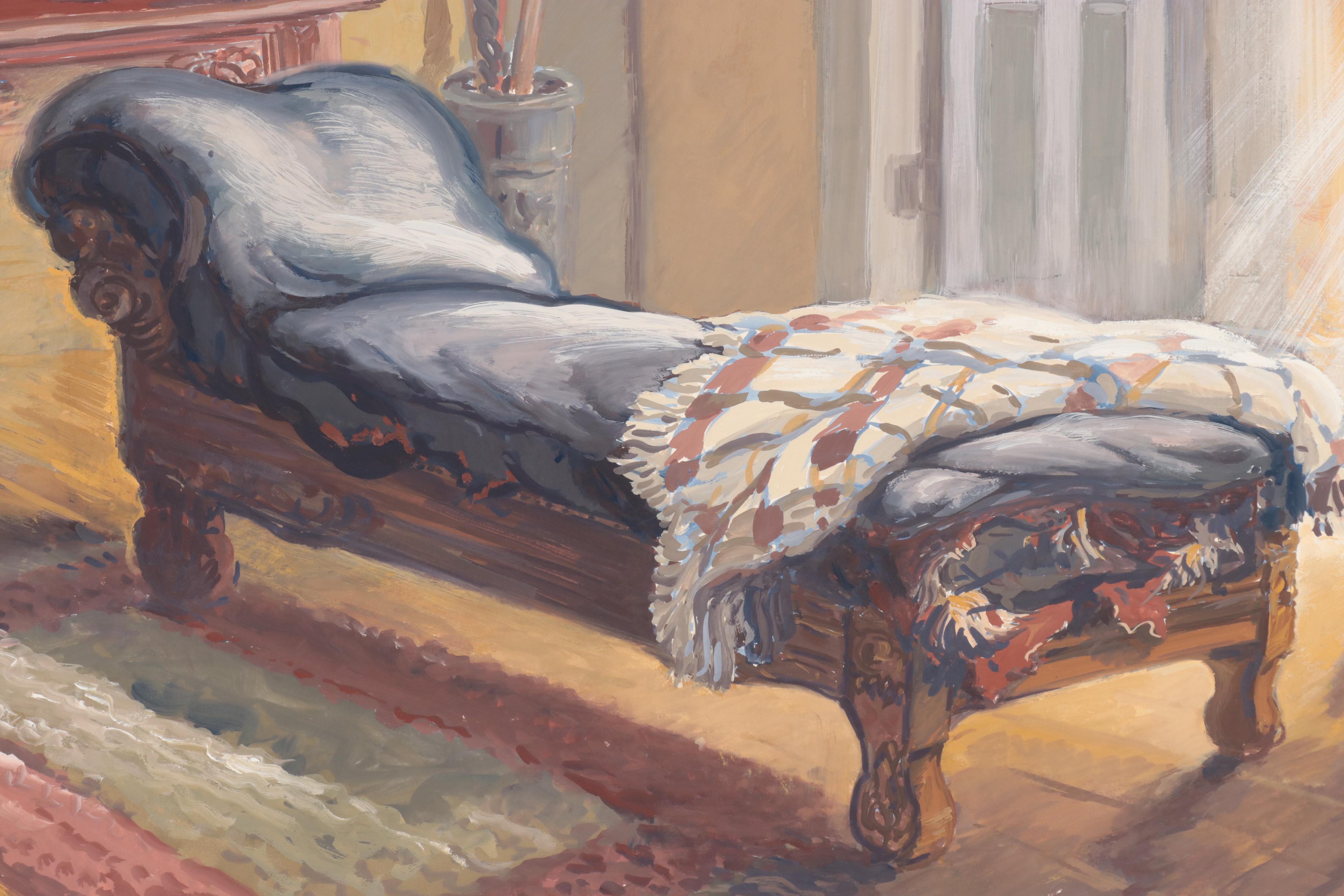 Dan Burne Jones Gouache Painting of Thomas Wolfe House Interior, 1952