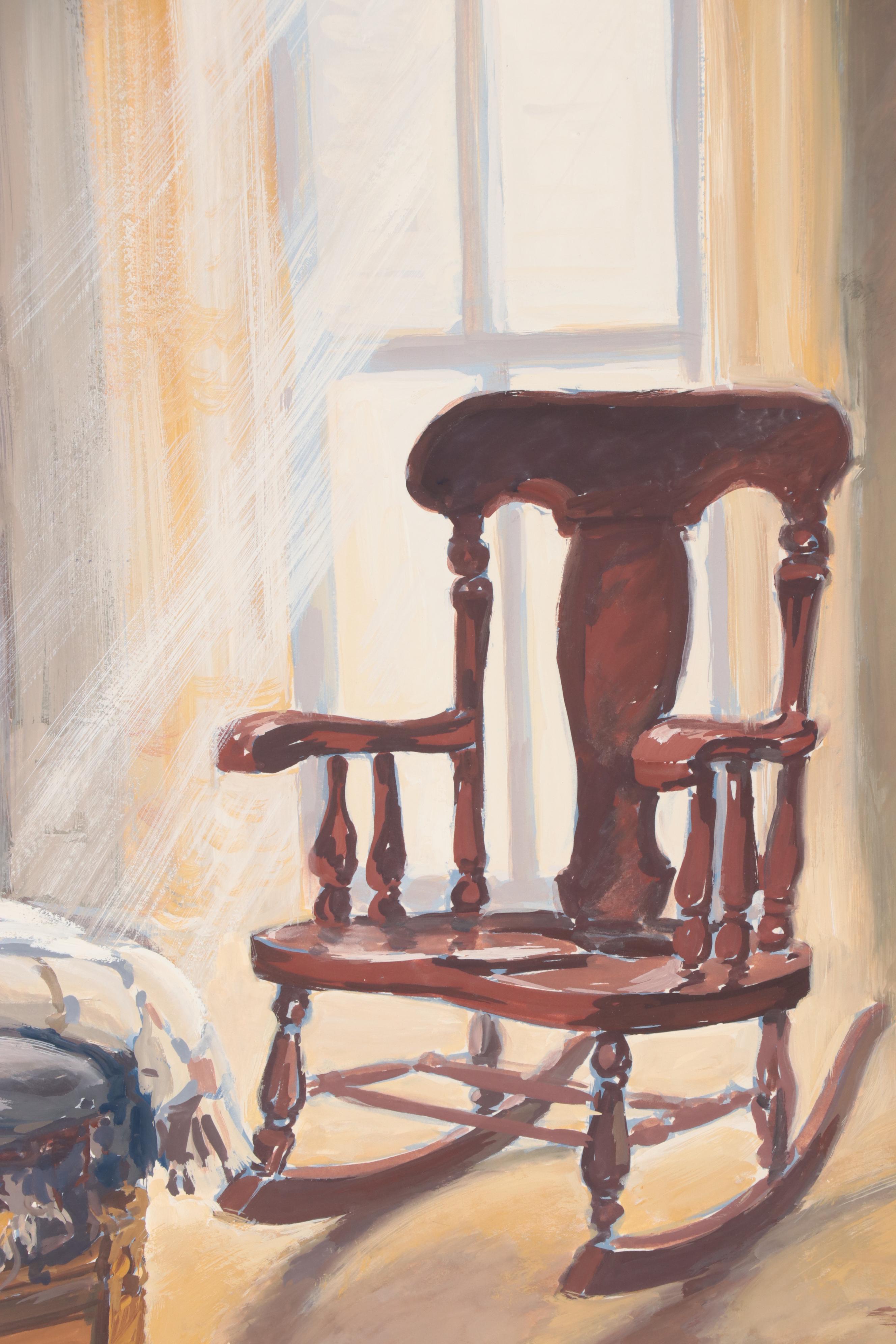 Dan Burne Jones Gouache Painting of Thomas Wolfe House Interior, 1952