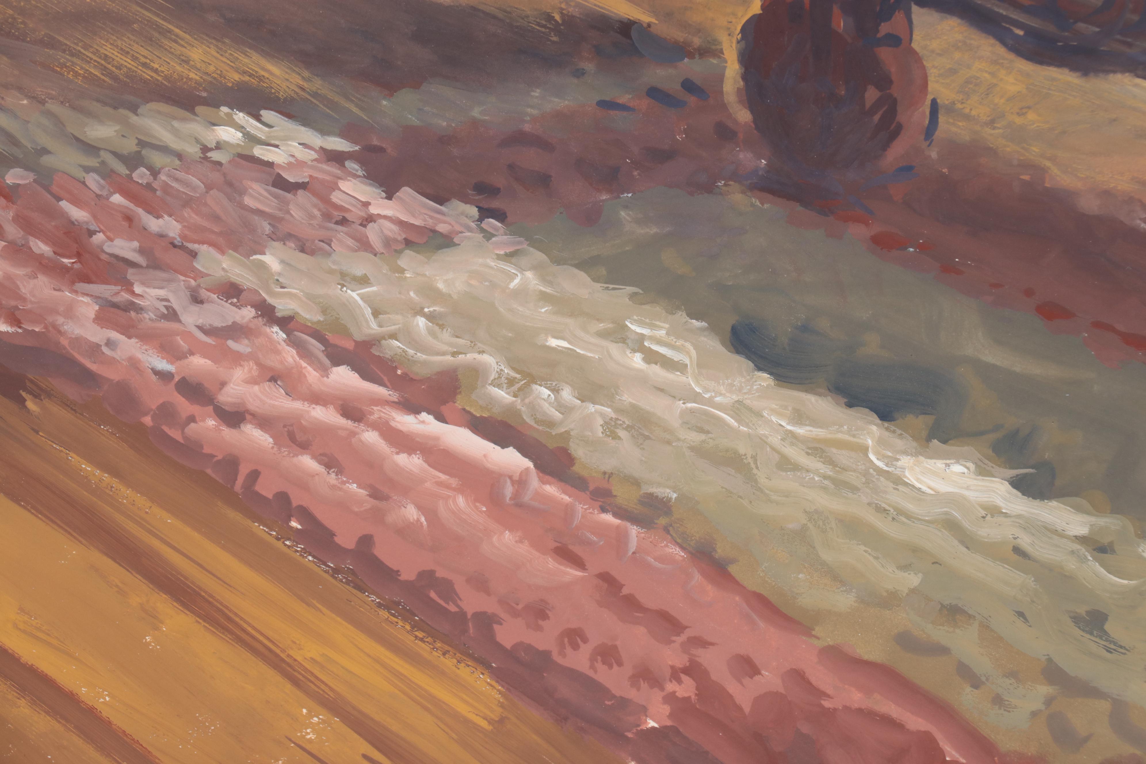 Dan Burne Jones Gouache Painting of Thomas Wolfe House Interior, 1952