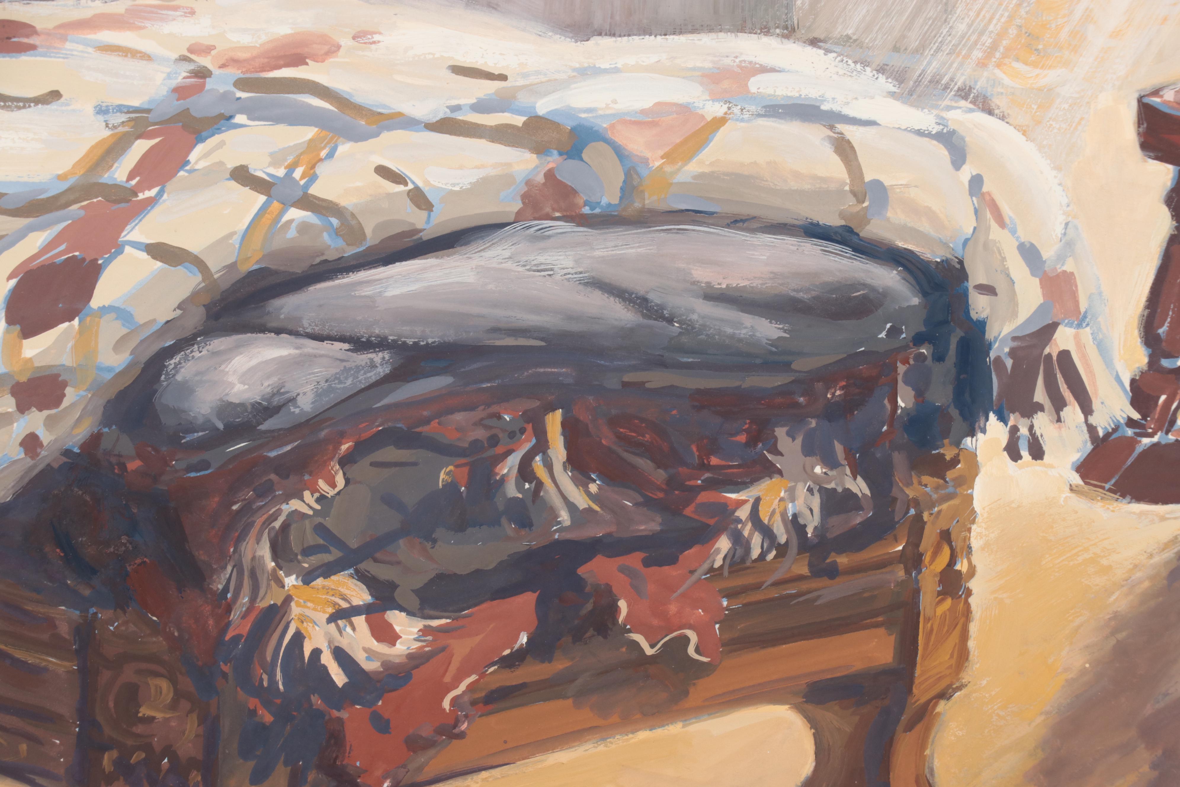 Dan Burne Jones Gouache Painting of Thomas Wolfe House Interior, 1952