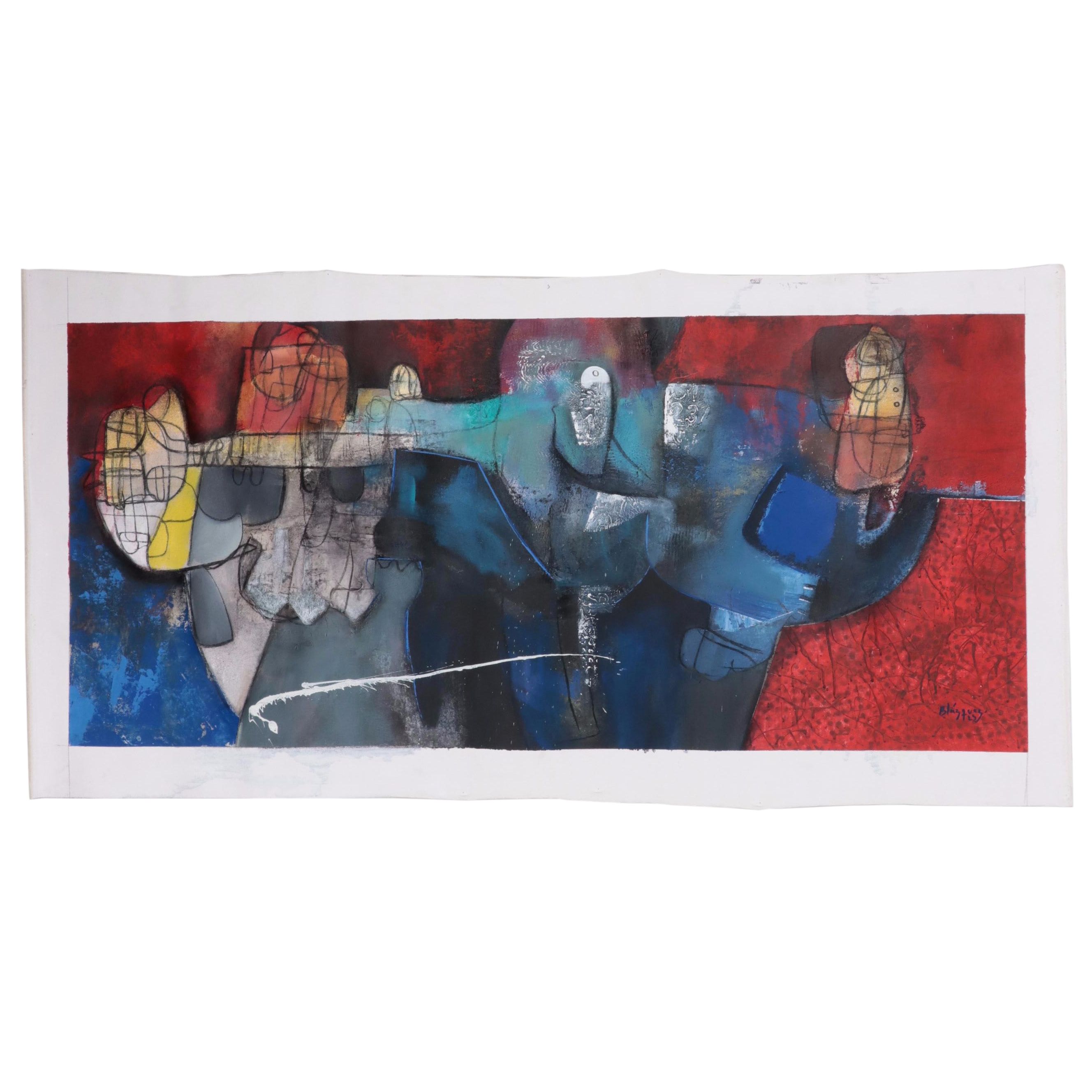 Michel Blázquez Large-Scale Acrylic and Oil Painting "Time Traveler," 2023