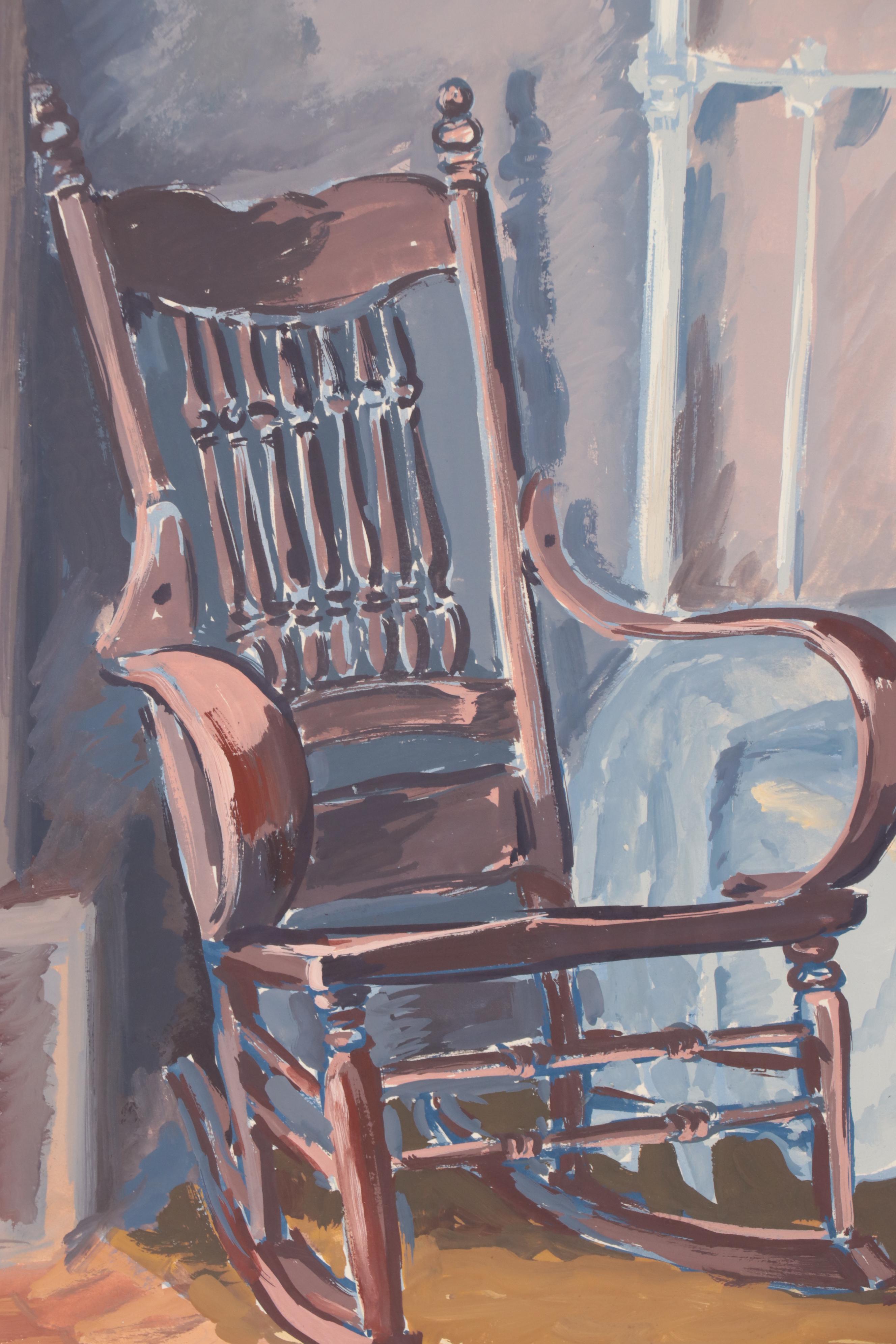 Dan Burne Jones Gouache Painting of Thomas Wolfe House Interior, 1952 - 53