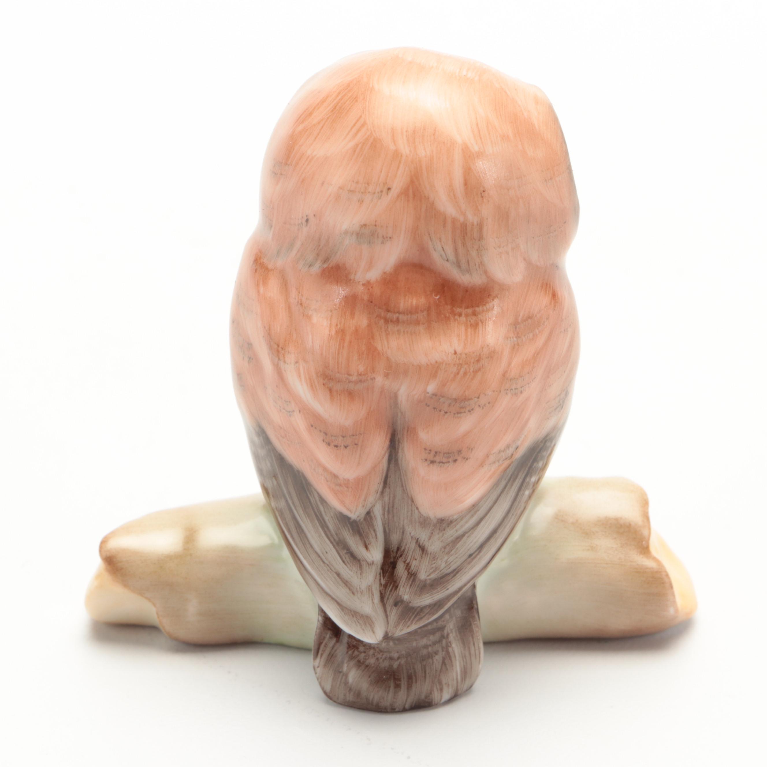 Herend Natural "Owl on Branch" Porcelain Figurine