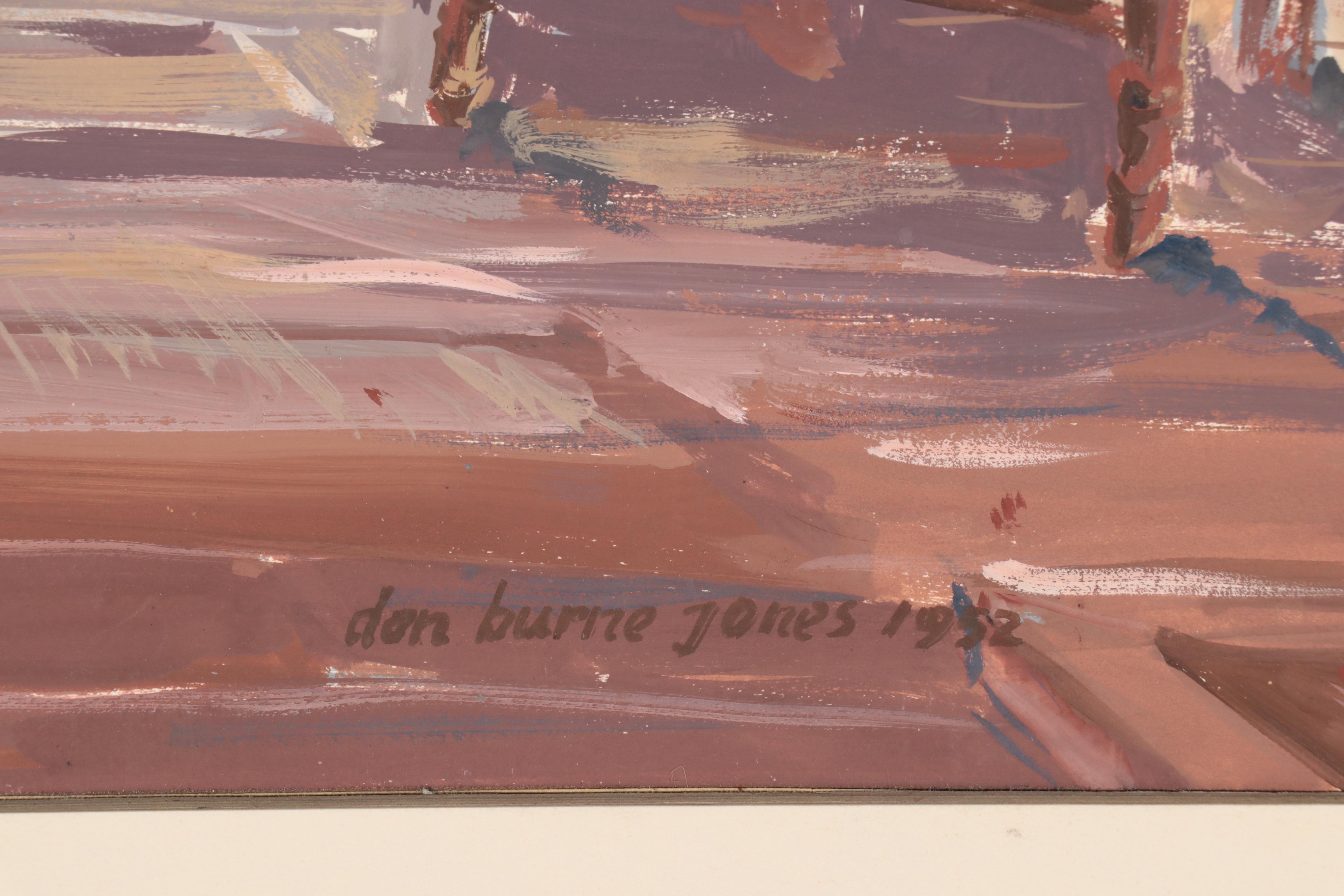 Dan Burne Jones Gouache Painting of Thomas Wolfe House Interior, 1952