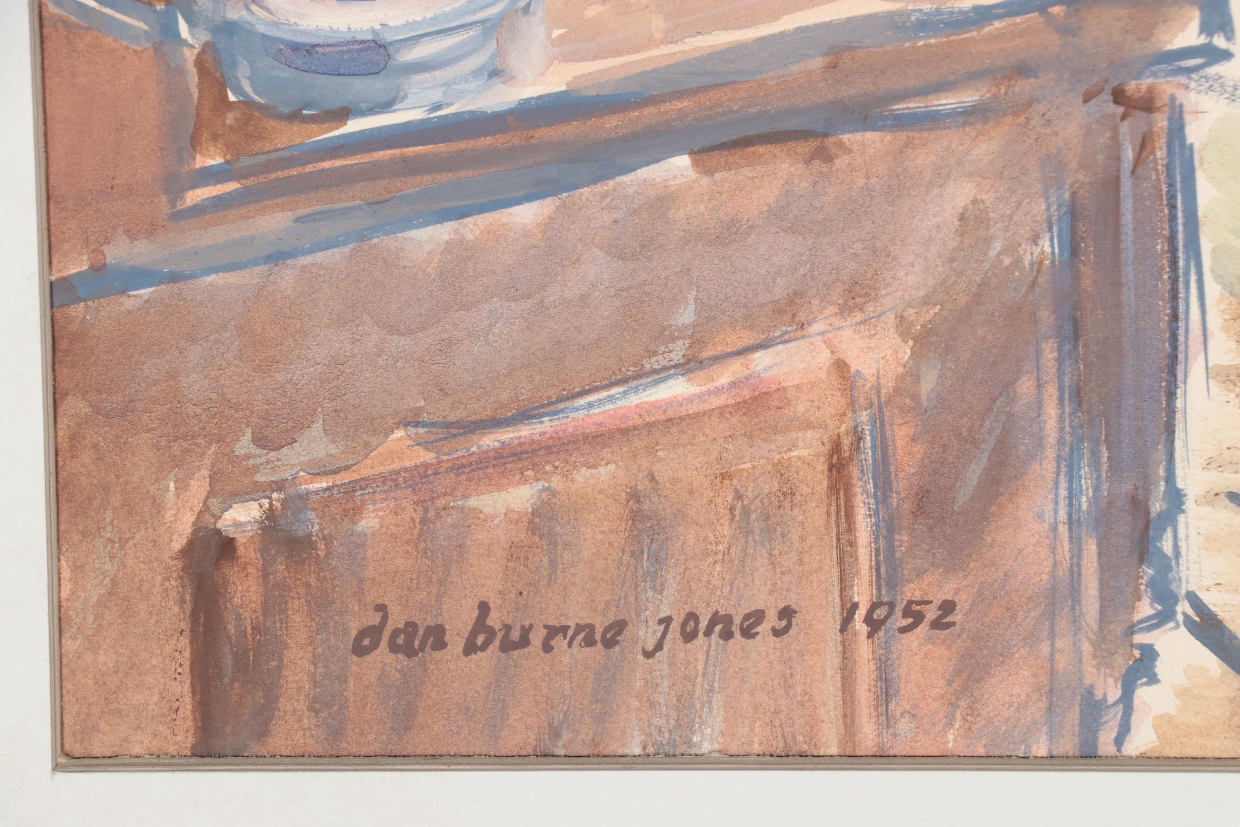 Dan Burne Jones Gouache Painting of Thomas Wolfe House Interior, 1952