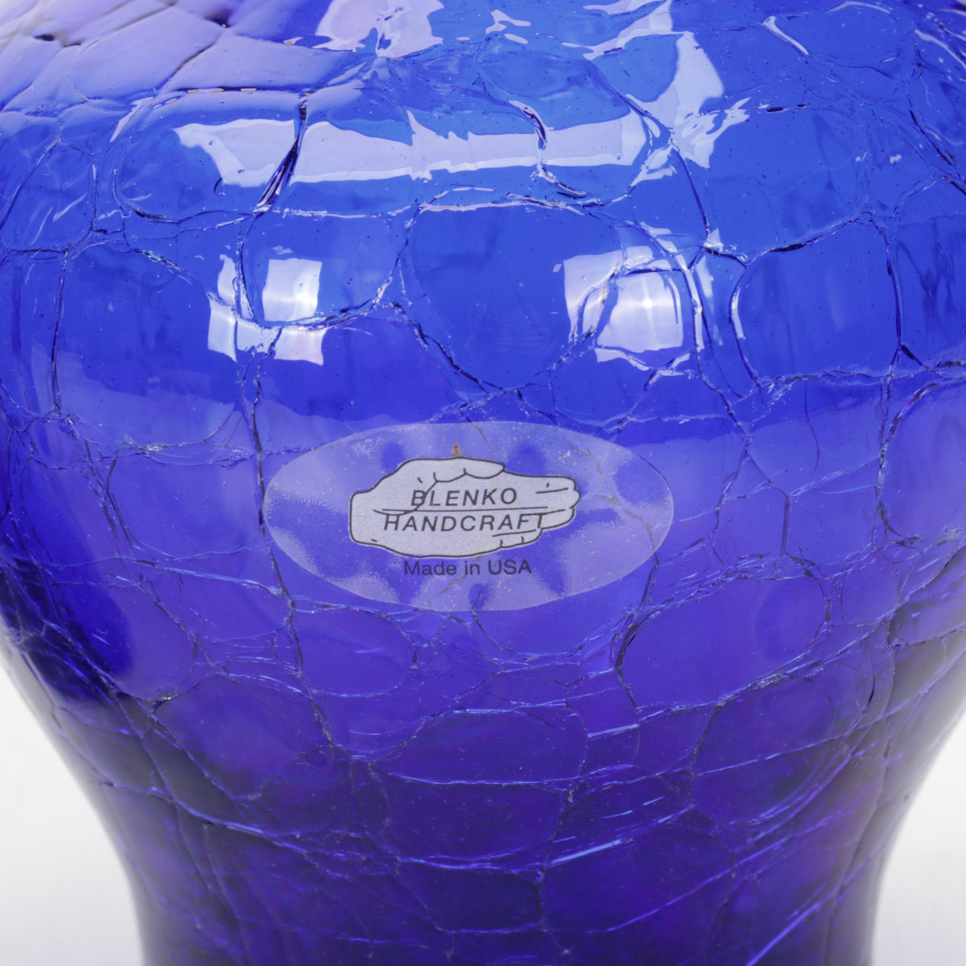 Blenko Cobalt Blue Art Glass Pitcher and Vase Collection