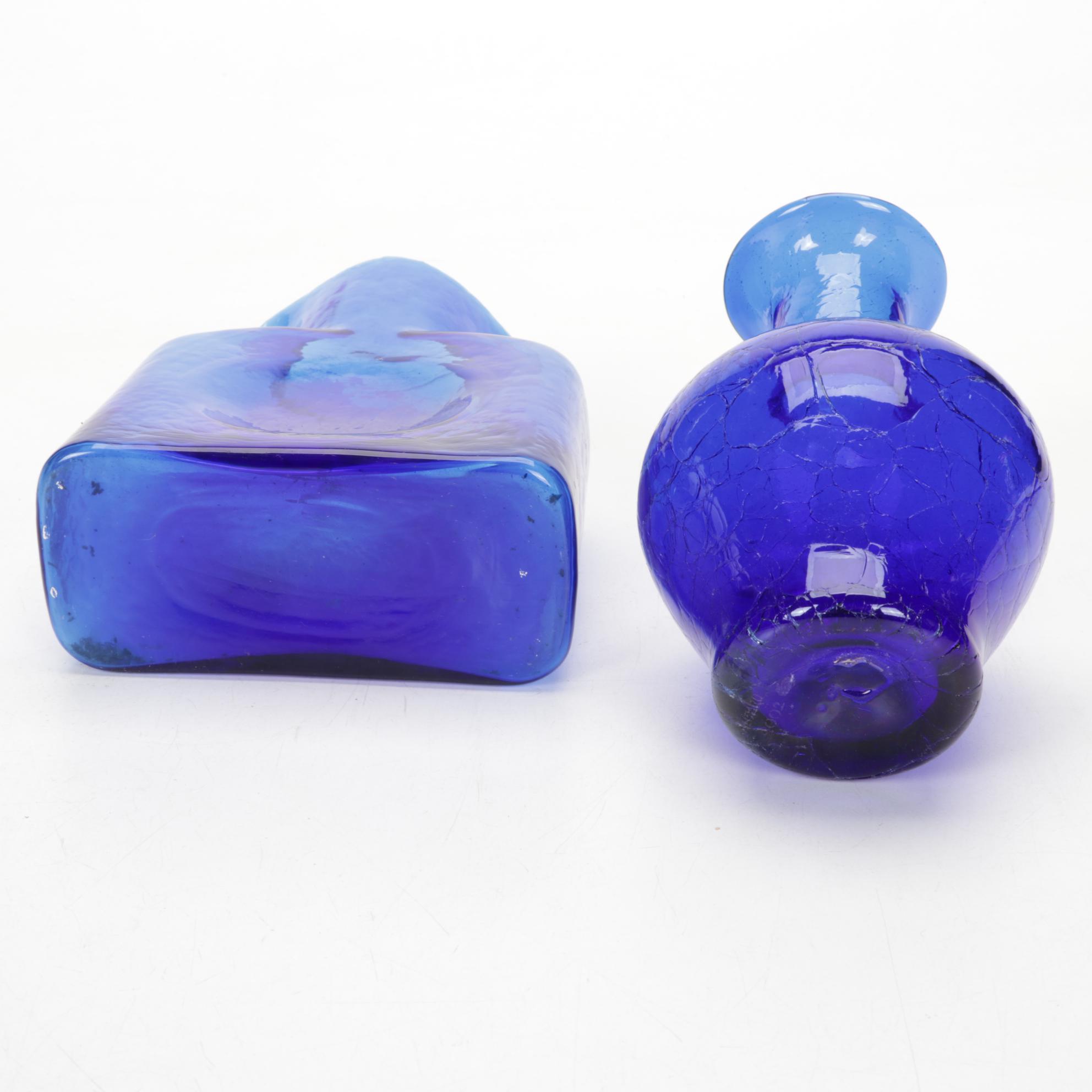 Blenko Cobalt Blue Art Glass Pitcher and Vase Collection