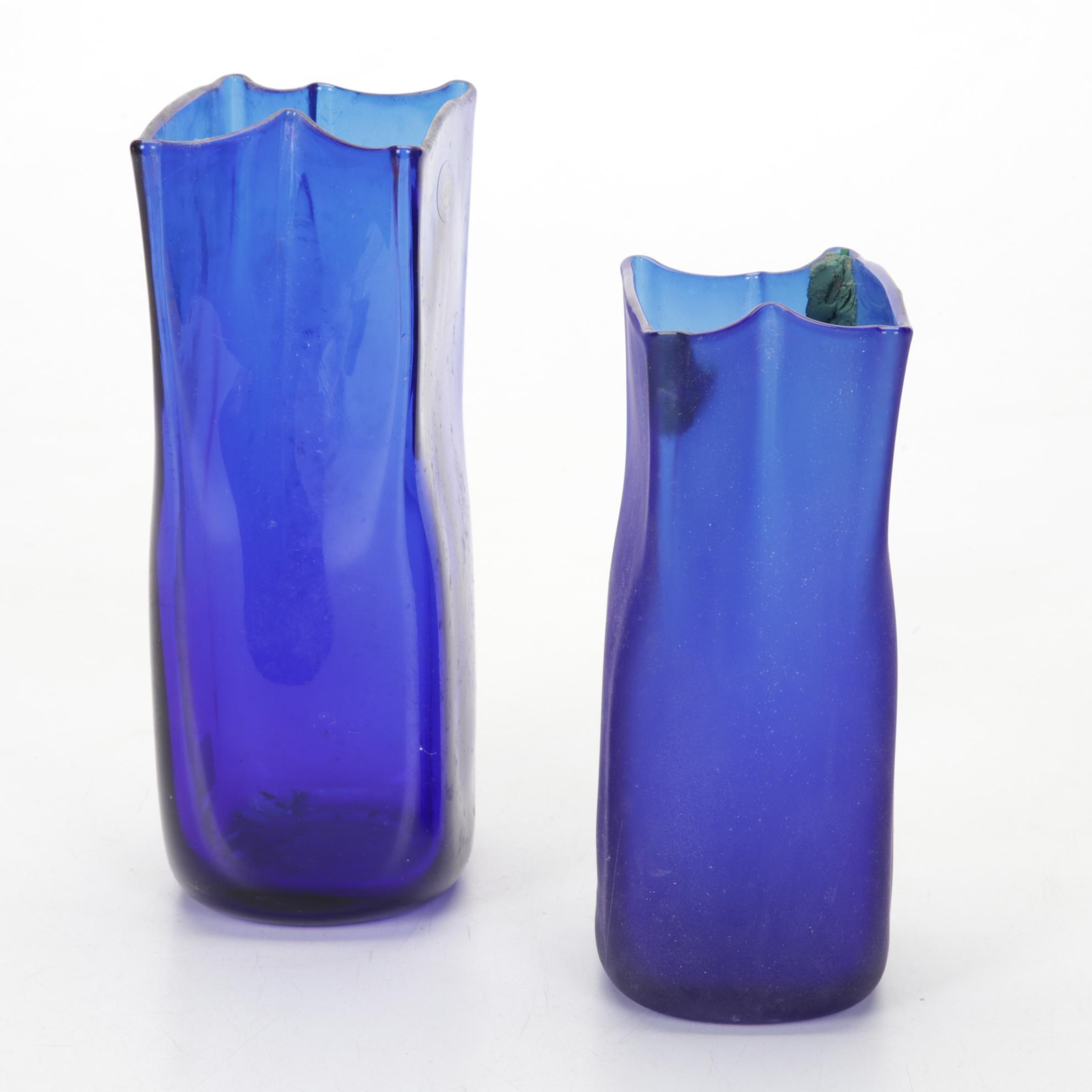 Blenko Cobalt Blue Art Glass Pitcher and Vase Collection