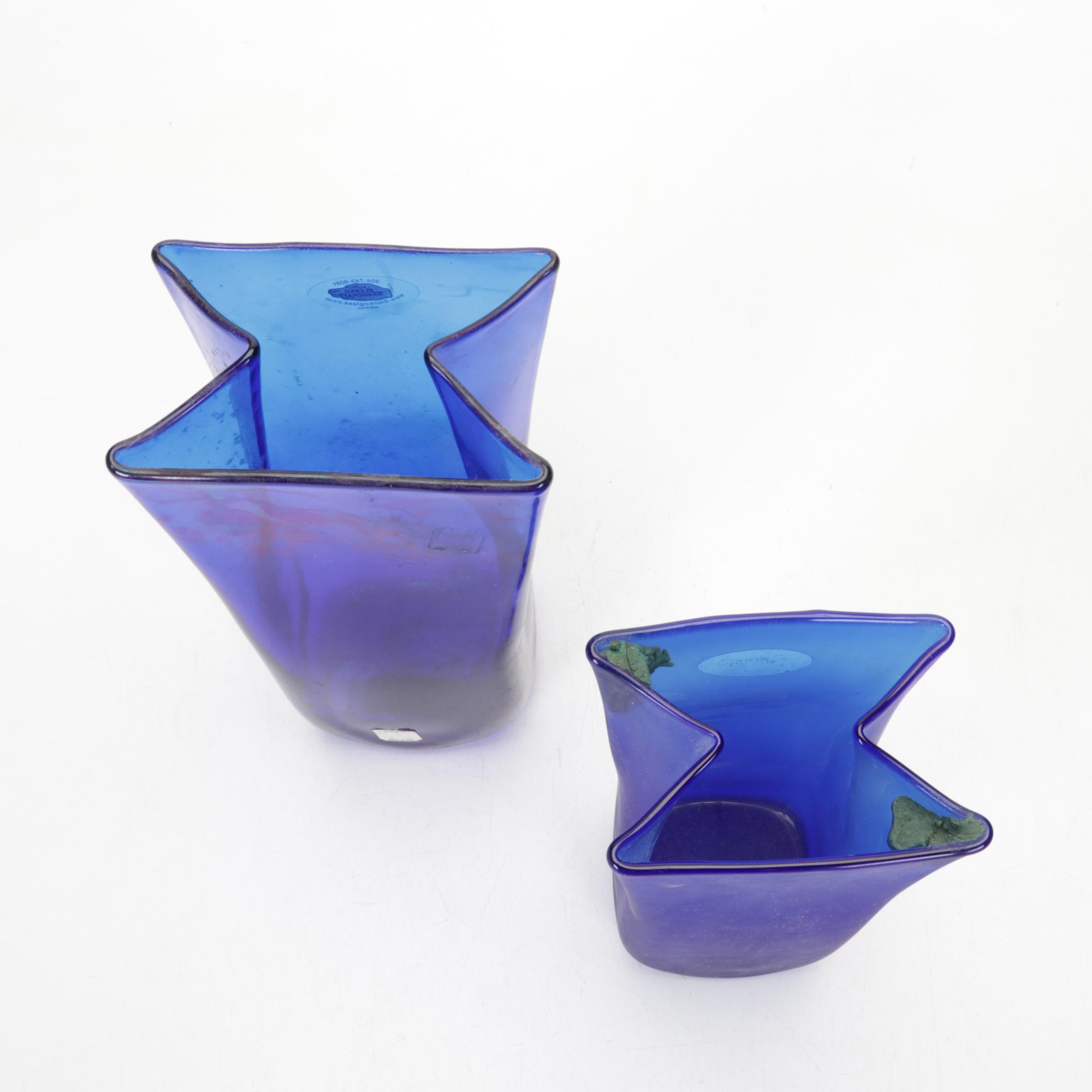 Blenko Cobalt Blue Art Glass Pitcher and Vase Collection