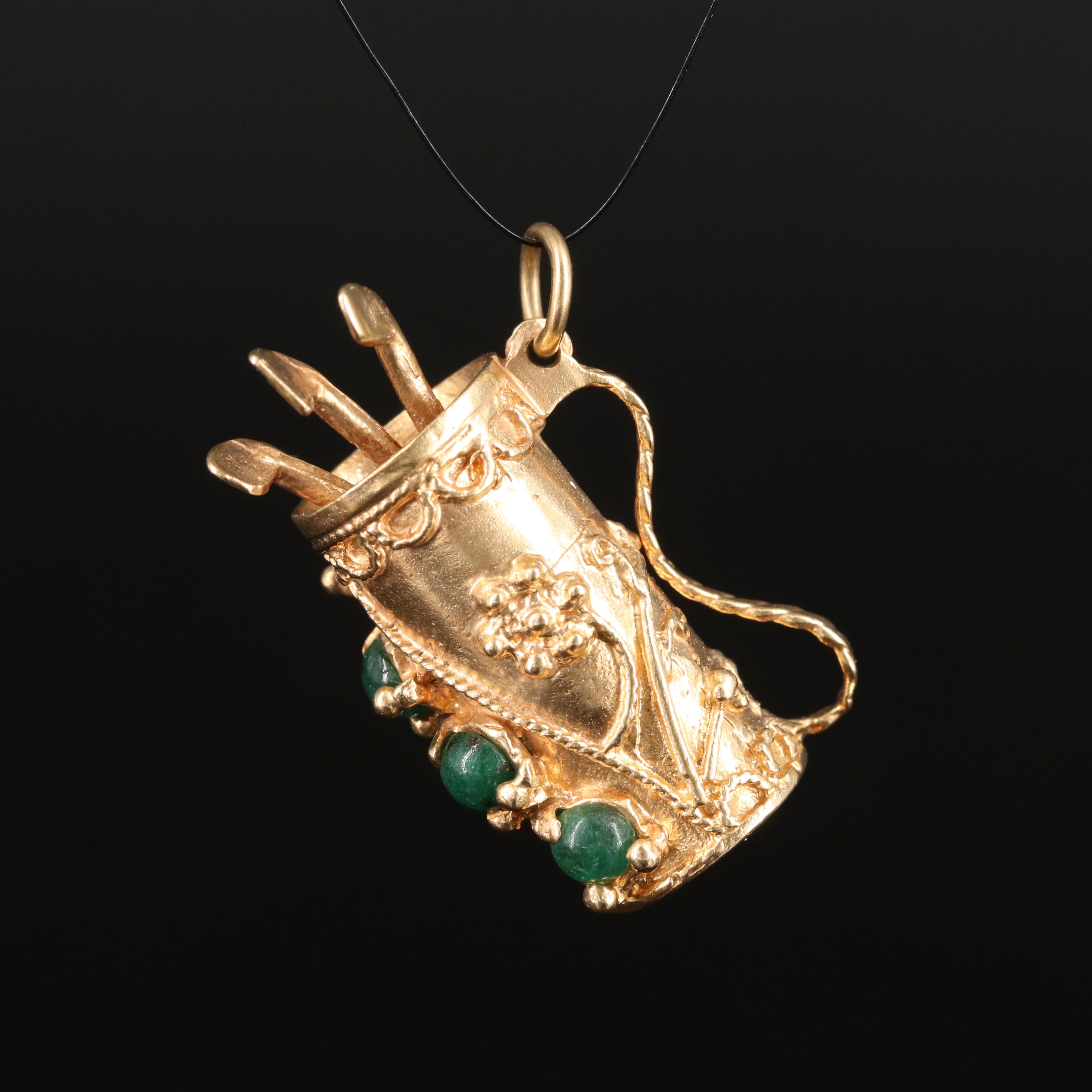 Vintage 14K Emerald Golf Club and Bag Pendant