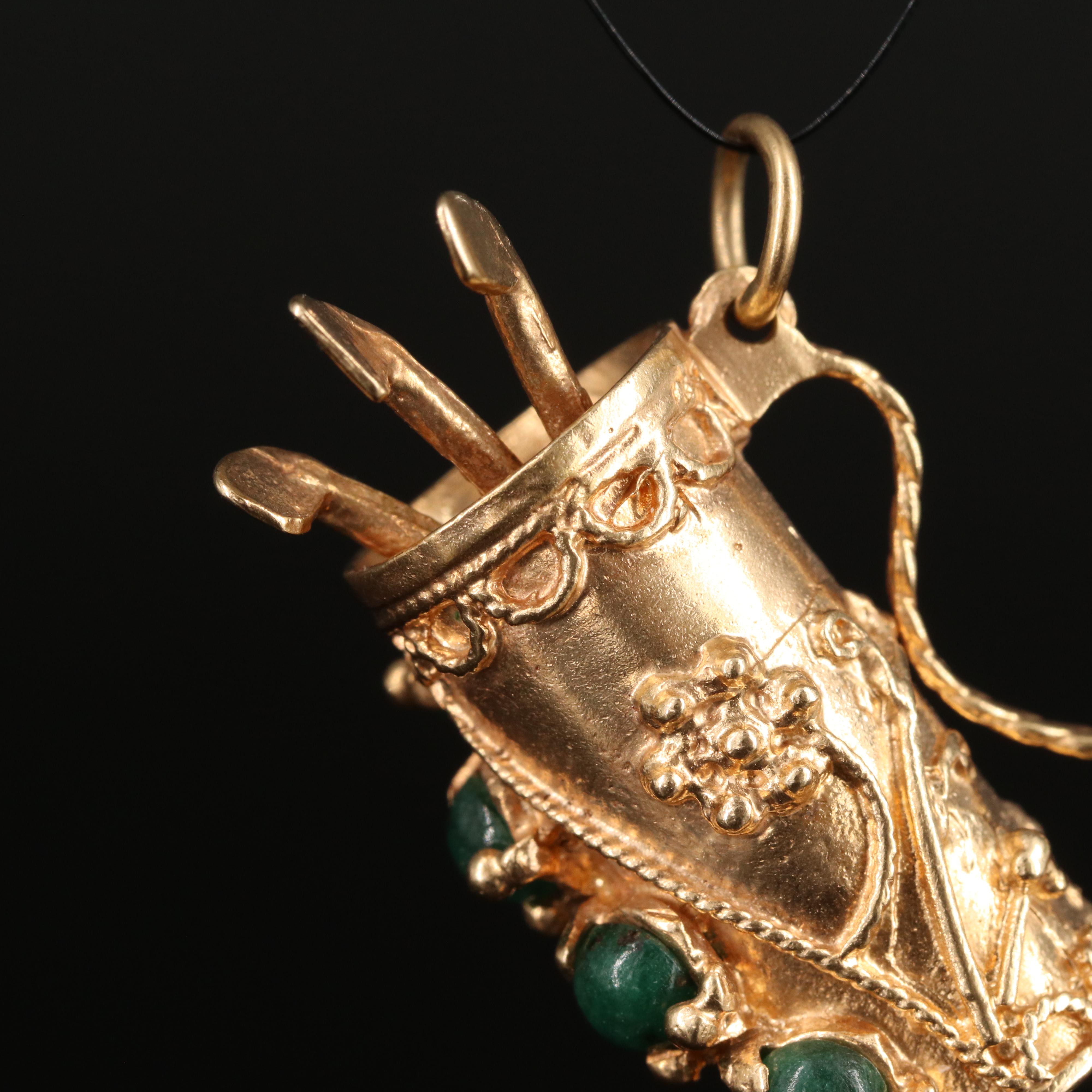 Vintage 14K Emerald Golf Club and Bag Pendant