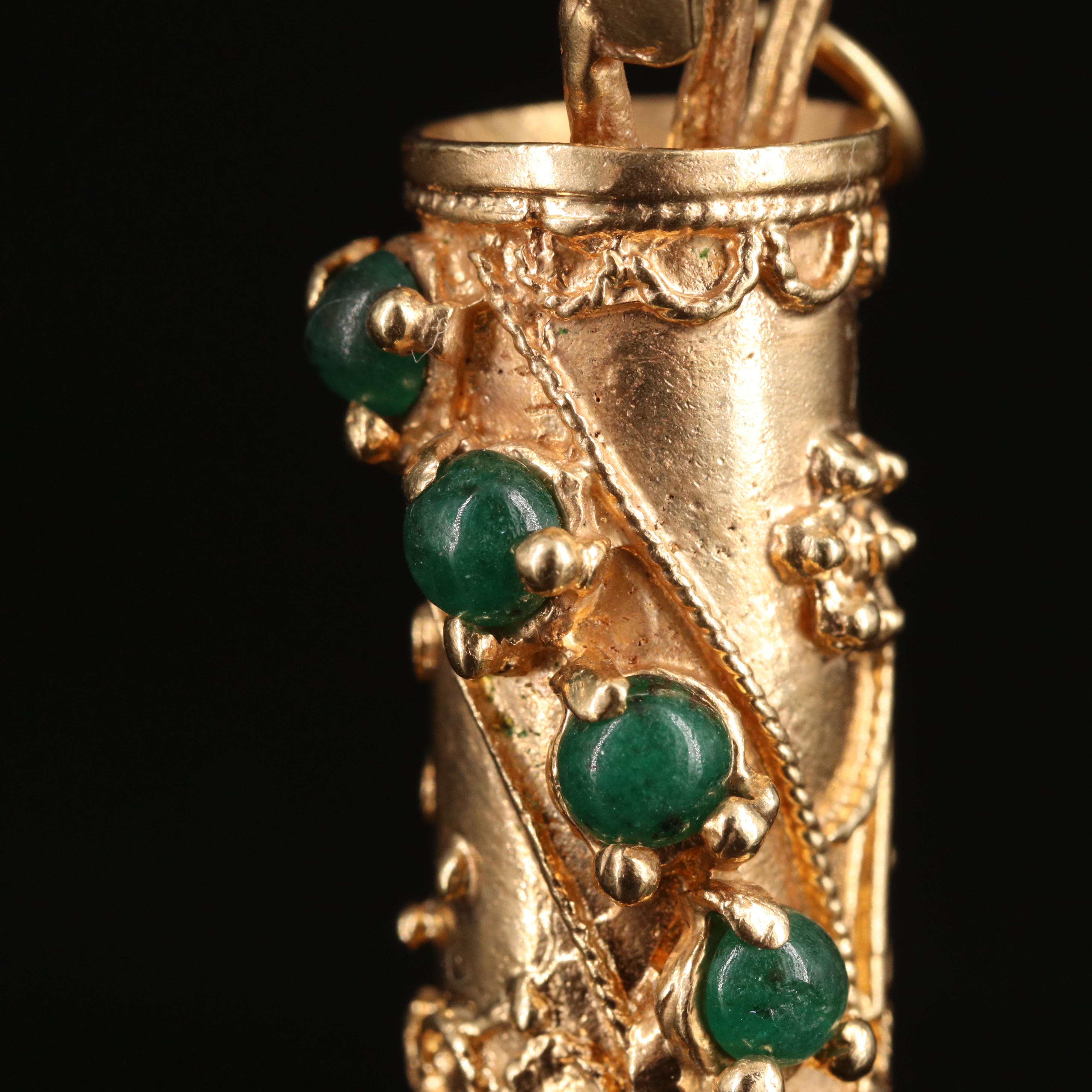 Vintage 14K Emerald Golf Club and Bag Pendant