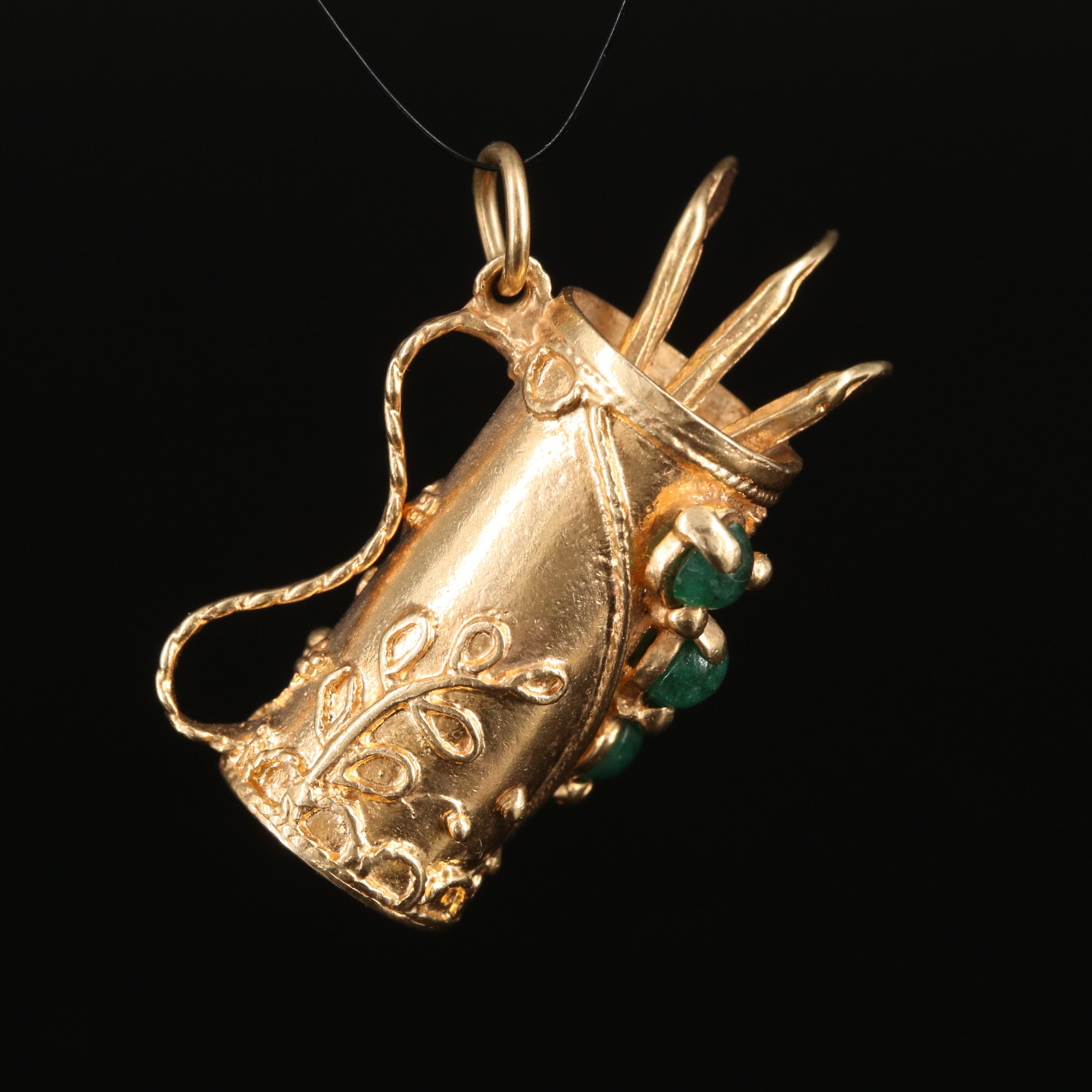 Vintage 14K Emerald Golf Club and Bag Pendant