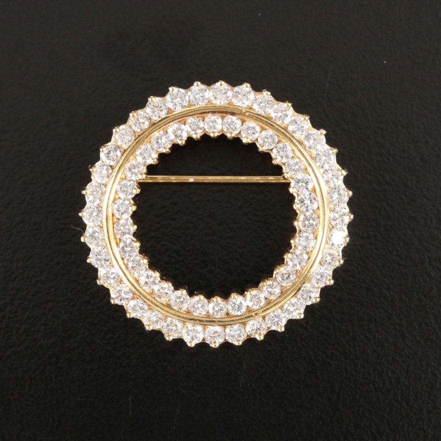 18K 2.03 CTW Diamond Circle Brooch