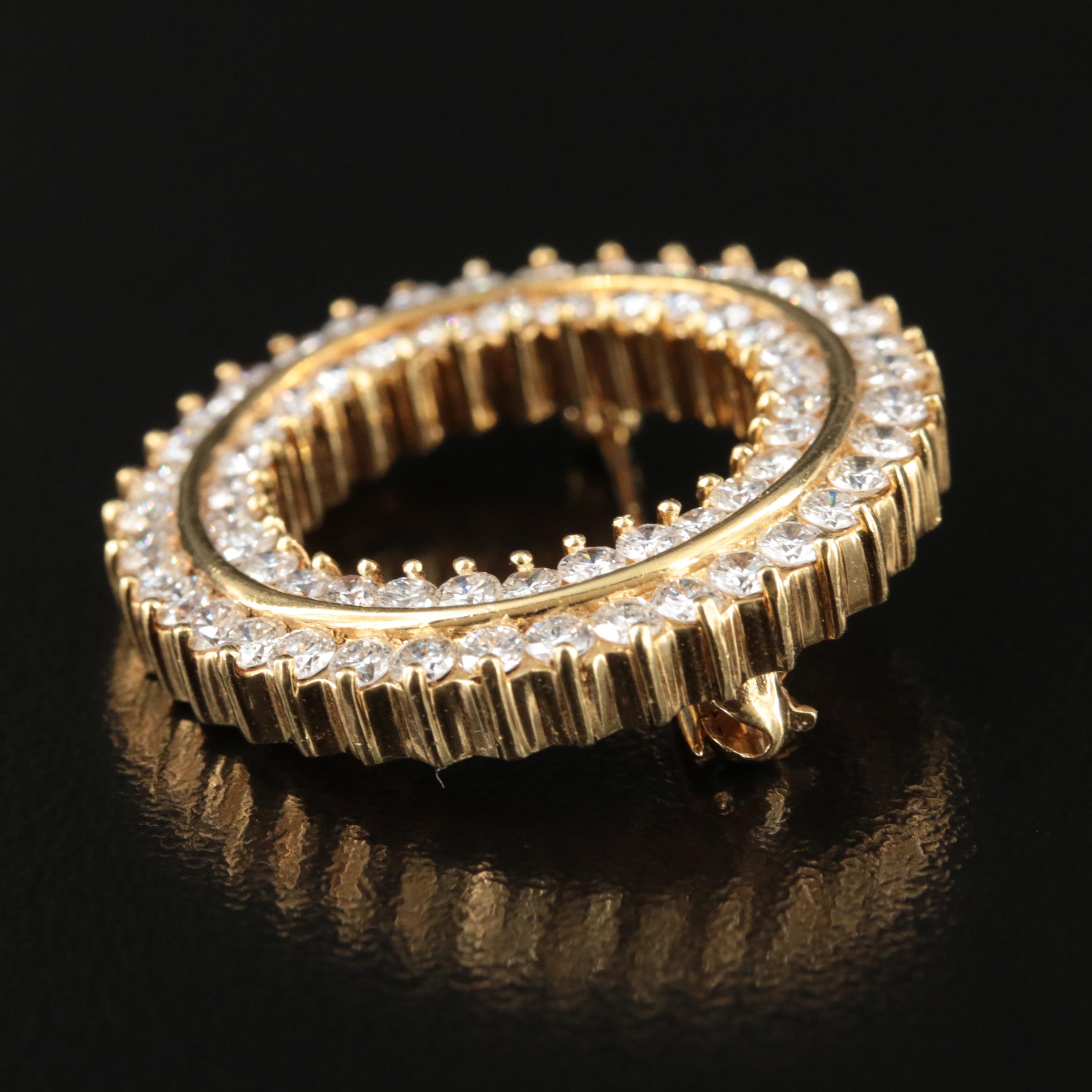 18K 2.03 CTW Diamond Circle Brooch