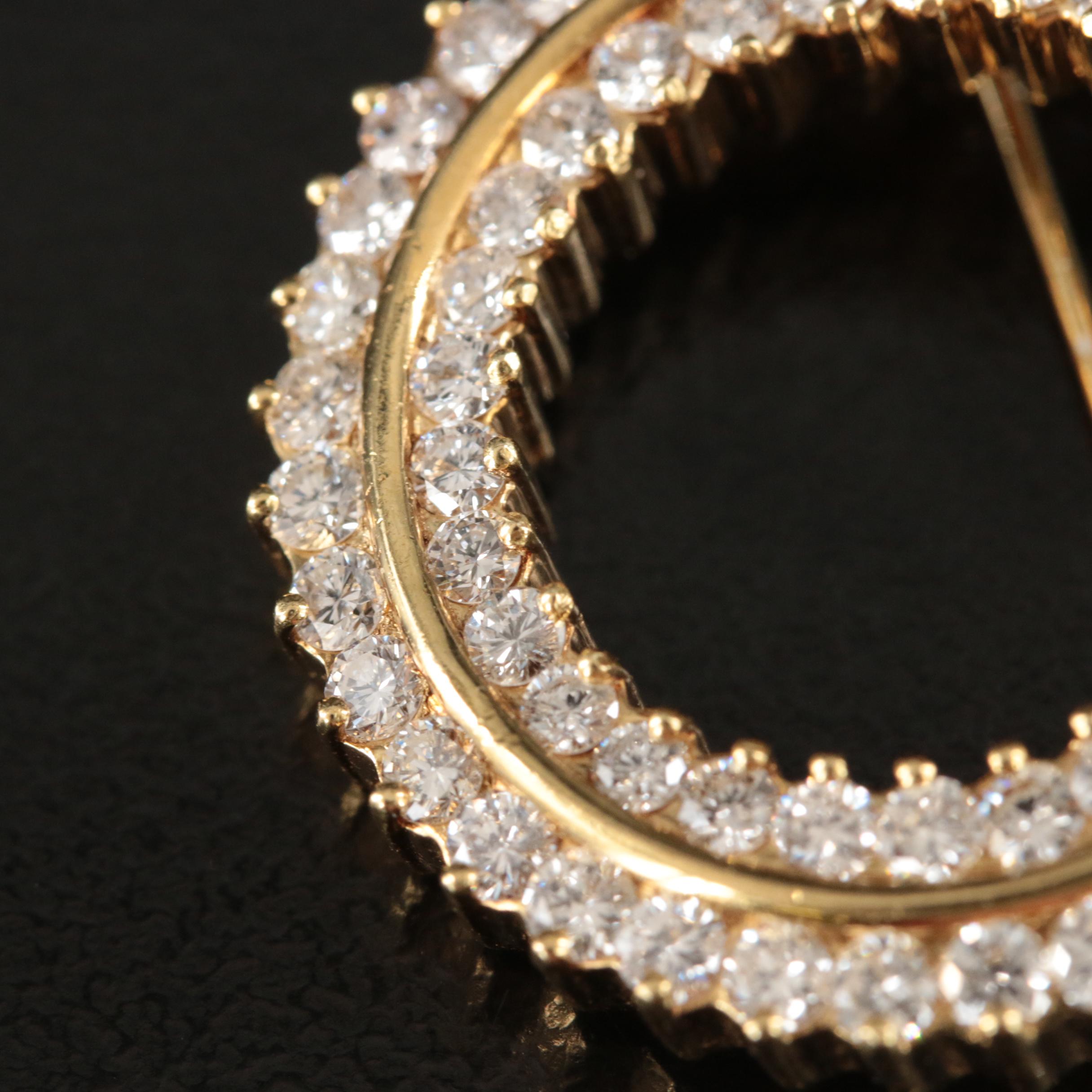 18K 2.03 CTW Diamond Circle Brooch