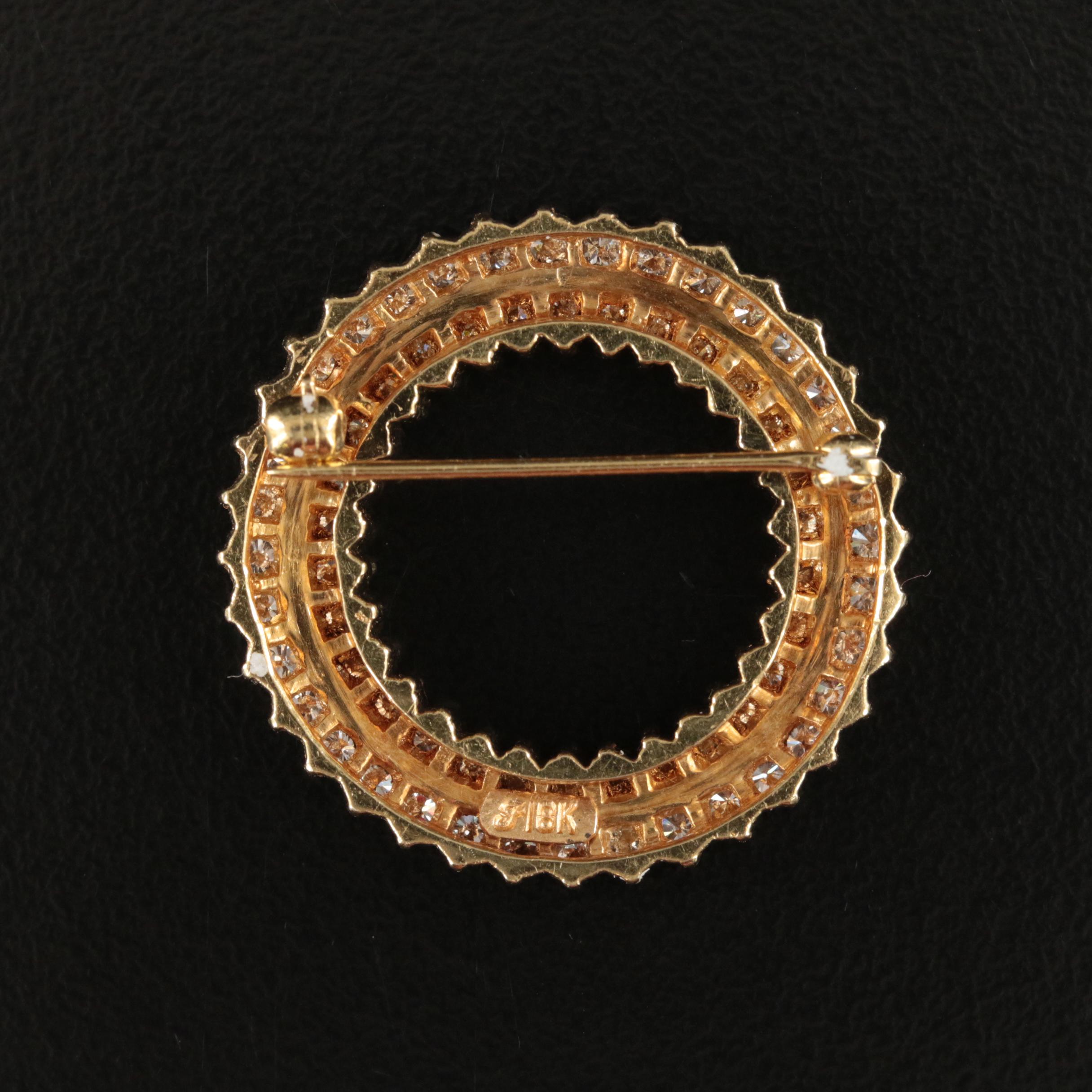 18K 2.03 CTW Diamond Circle Brooch