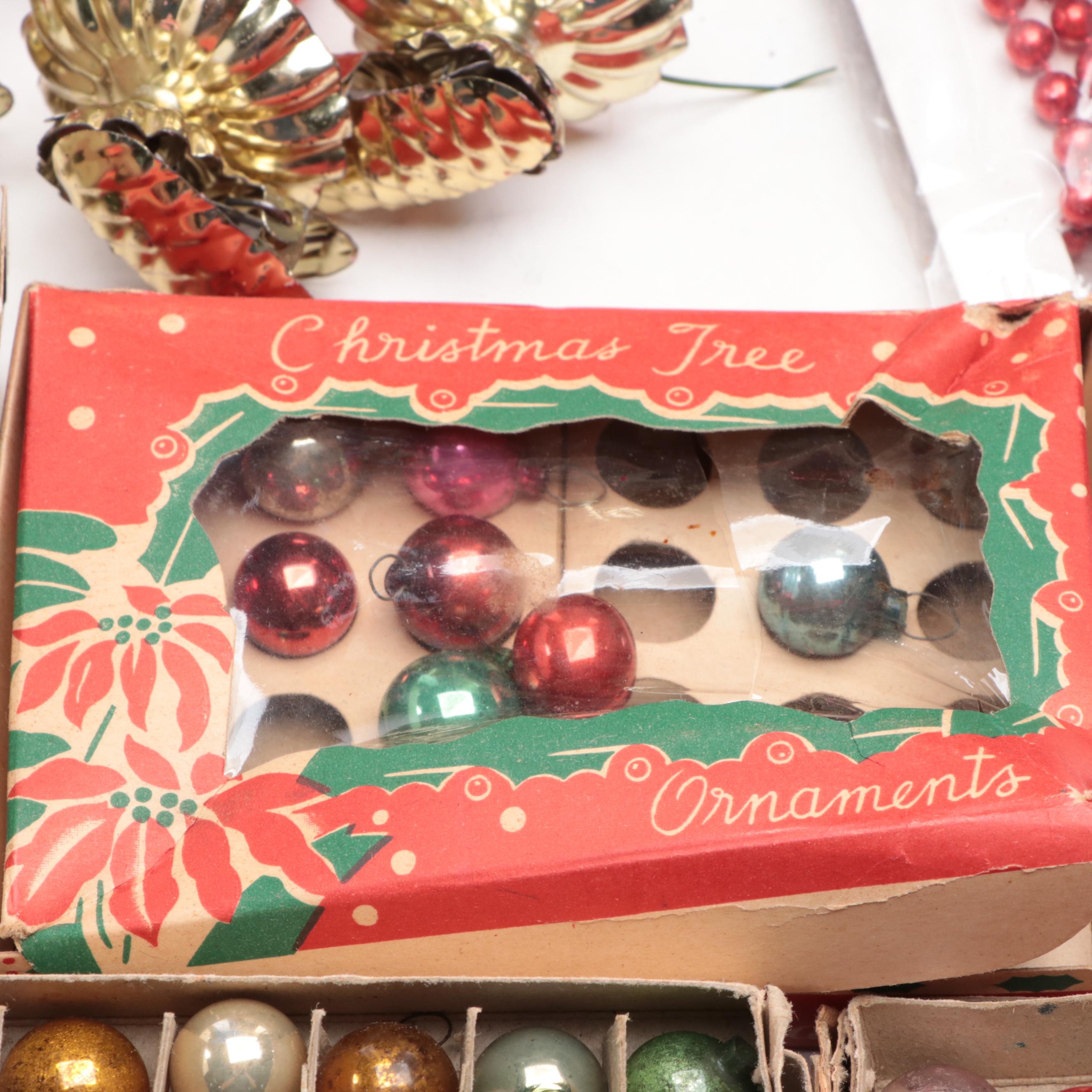 Shiny Brite and Other Blown Glass Christmas Ornaments, Mid-20th Century