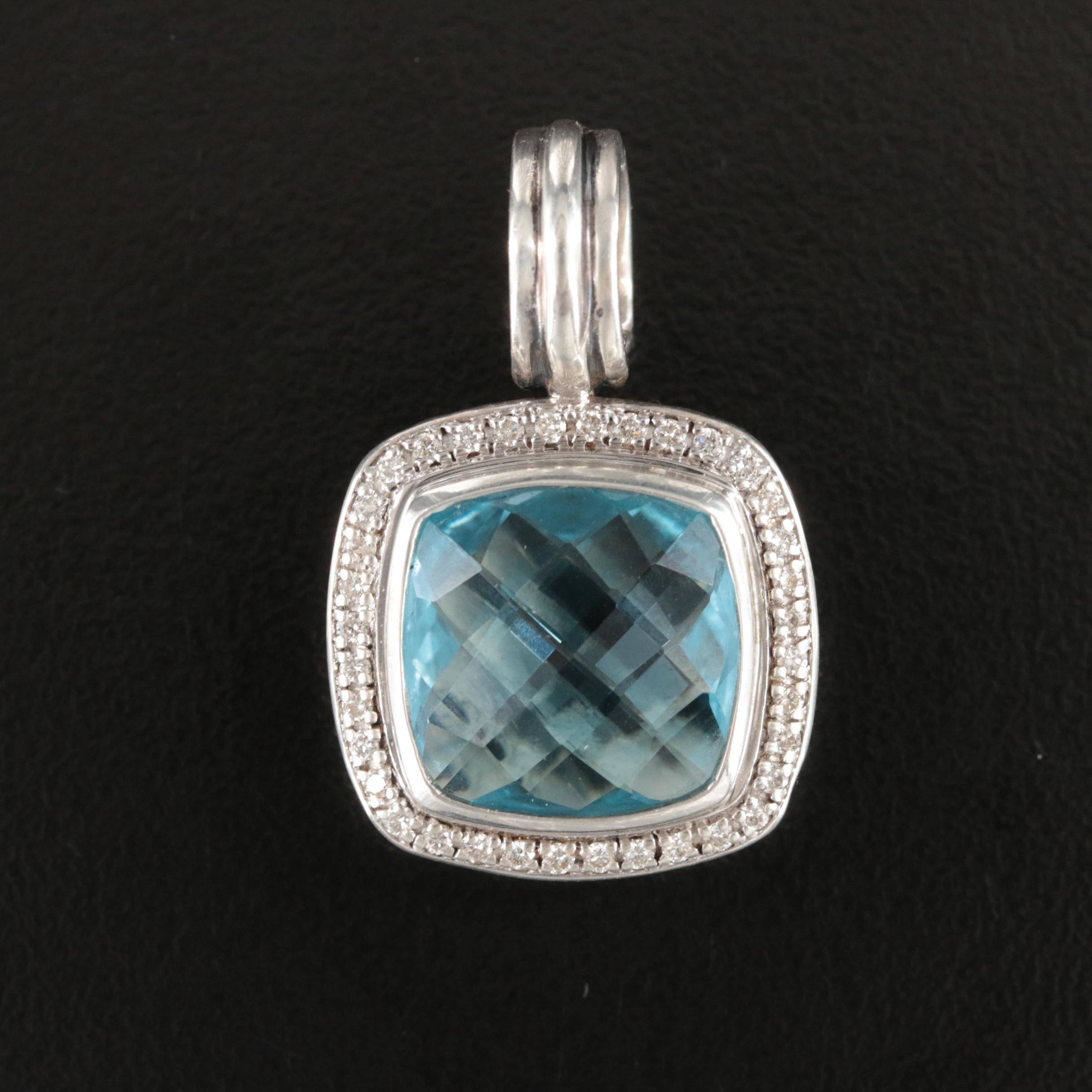 David Yurman "Albion" Sterling Topaz and Diamond Enhancer Pendant
