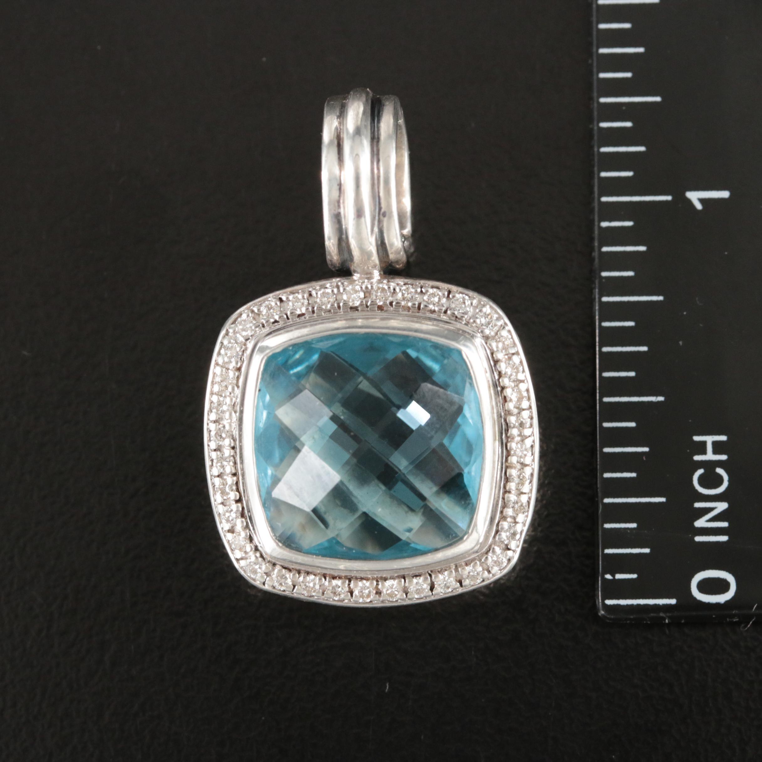 David Yurman "Albion" Sterling Topaz and Diamond Enhancer Pendant